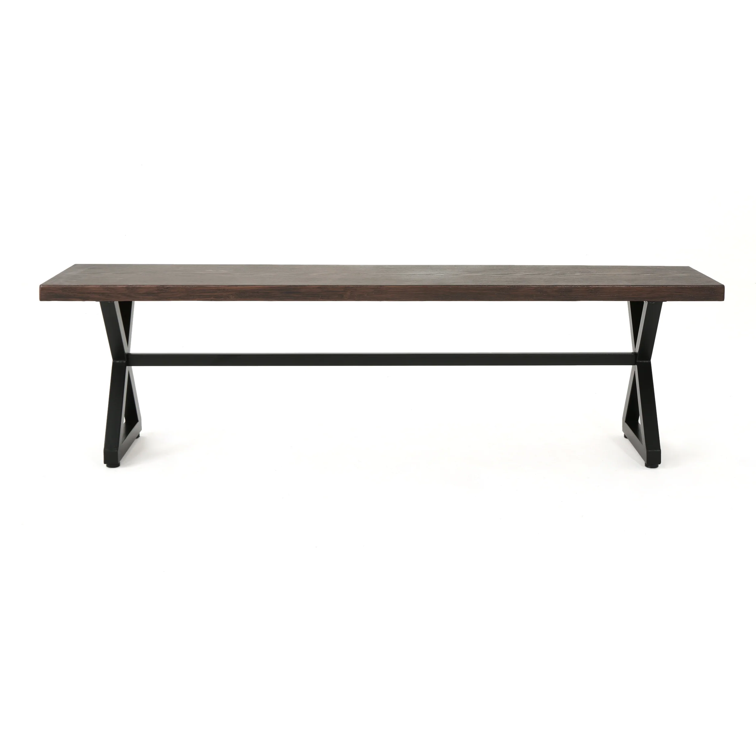 Rosarito Outdoor Aluminum Dining Bench with Black Steel Frame - furnishings
