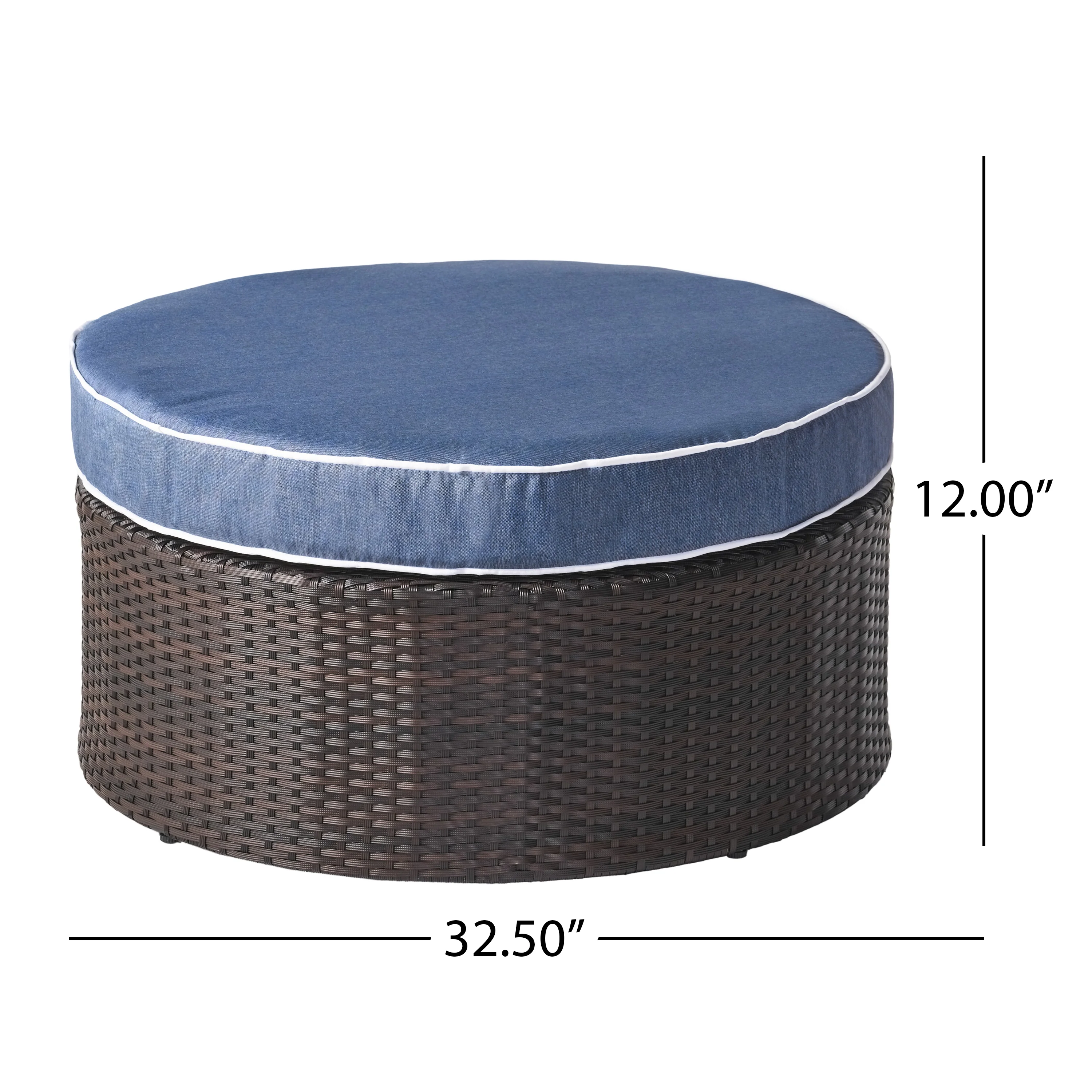 Boden Outdoor Wicker Ottoman with Cushion - furnishings