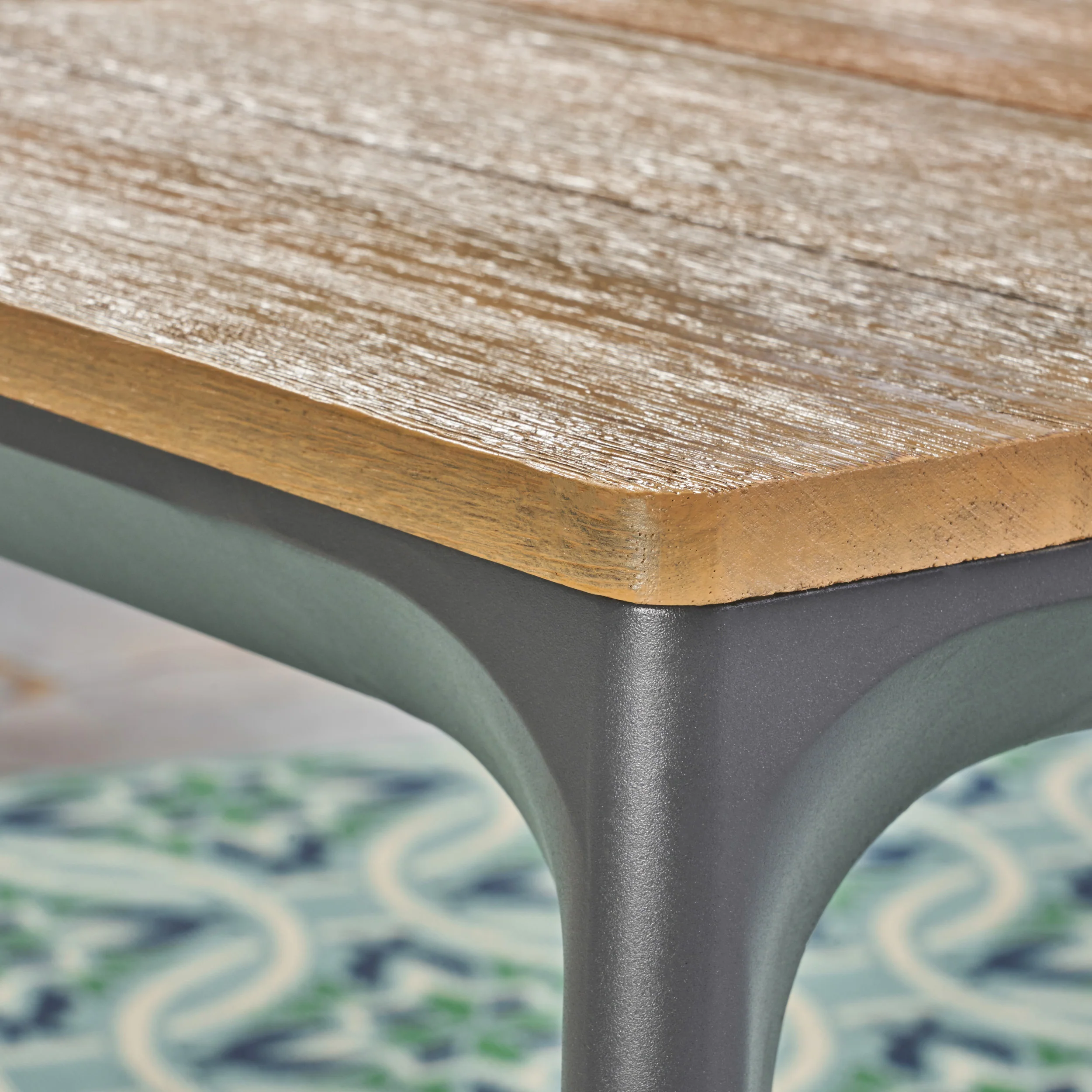 Severide Outdoor Modern 6 Seater Aluminum Dining Set with Eucalyptus Table Top - furnishings