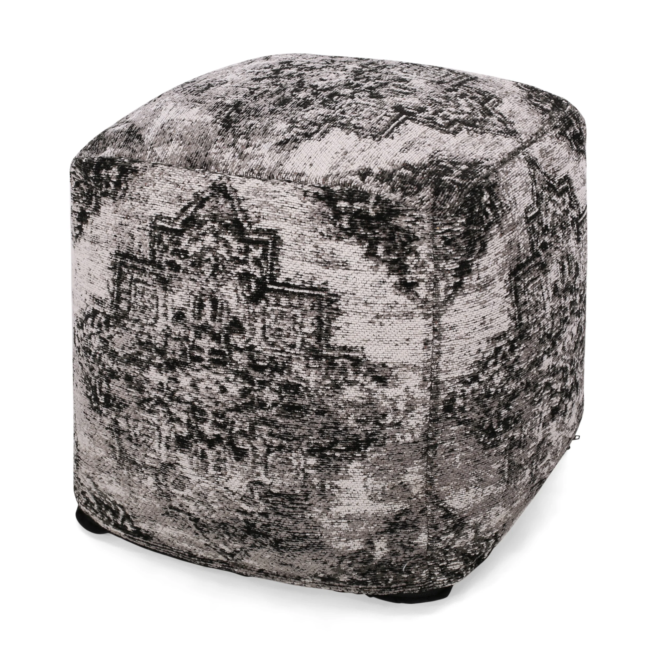 Keonte Hand Loomed Boho Fabric Cube Pouf - furnishings