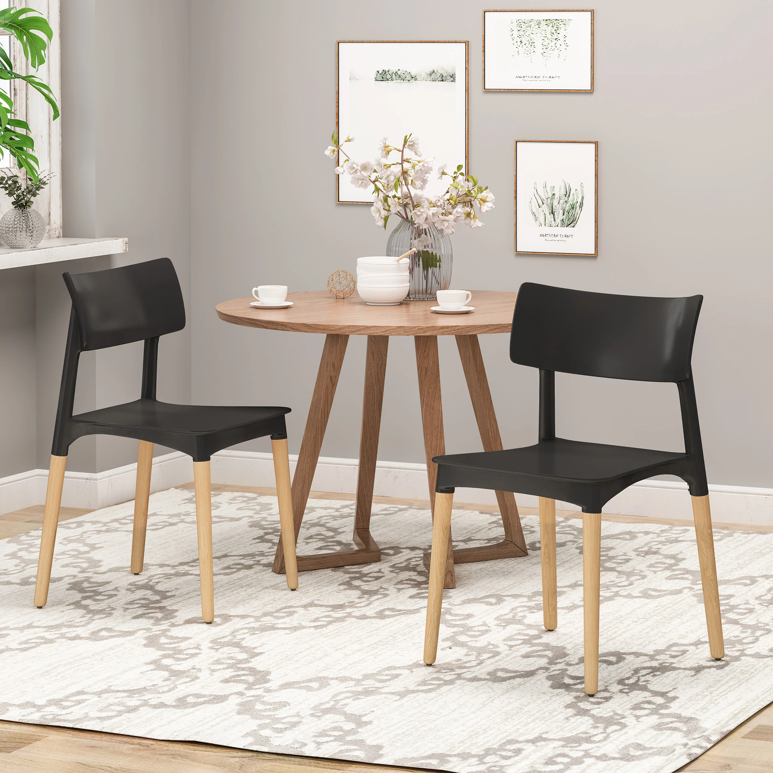 Isabel Modern Dining Chair with Beech Wood Legs (Set of 2) - furnishings