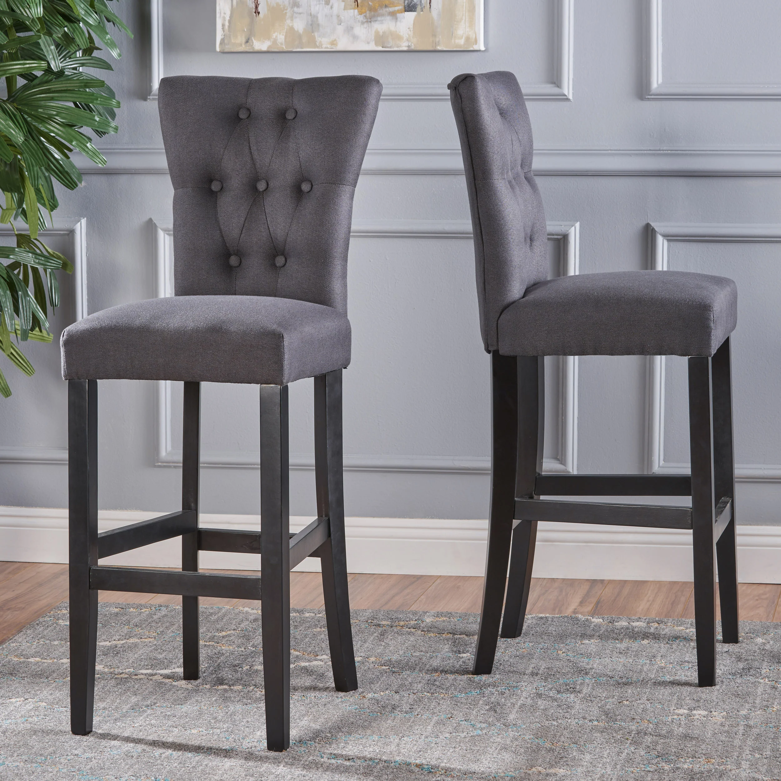 Padma 30-Inch Tufted Back Fabric Barstools (Set of 2) - furnishings