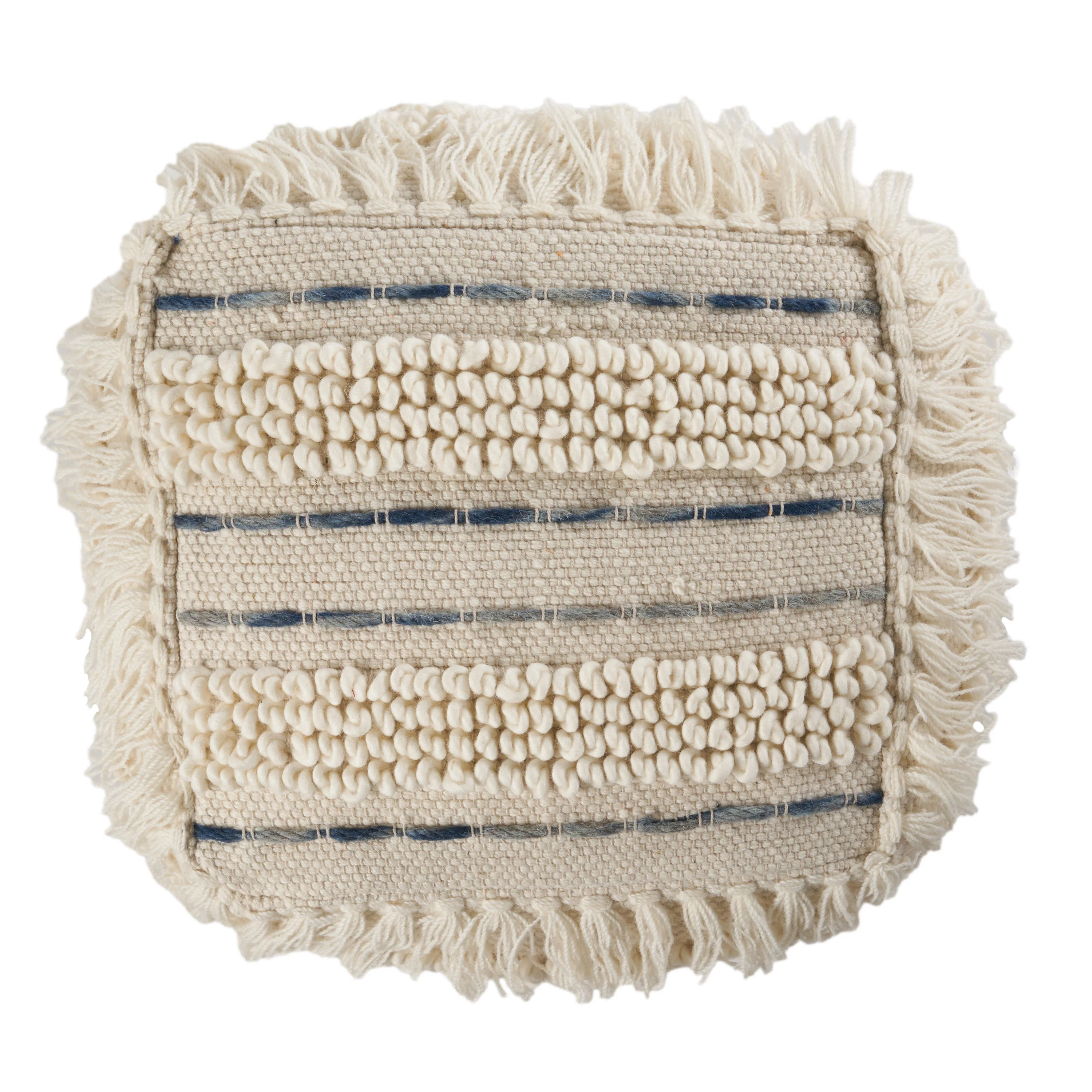 Roth Boho Handcrafted Fabric Cube Pouf - furnishings