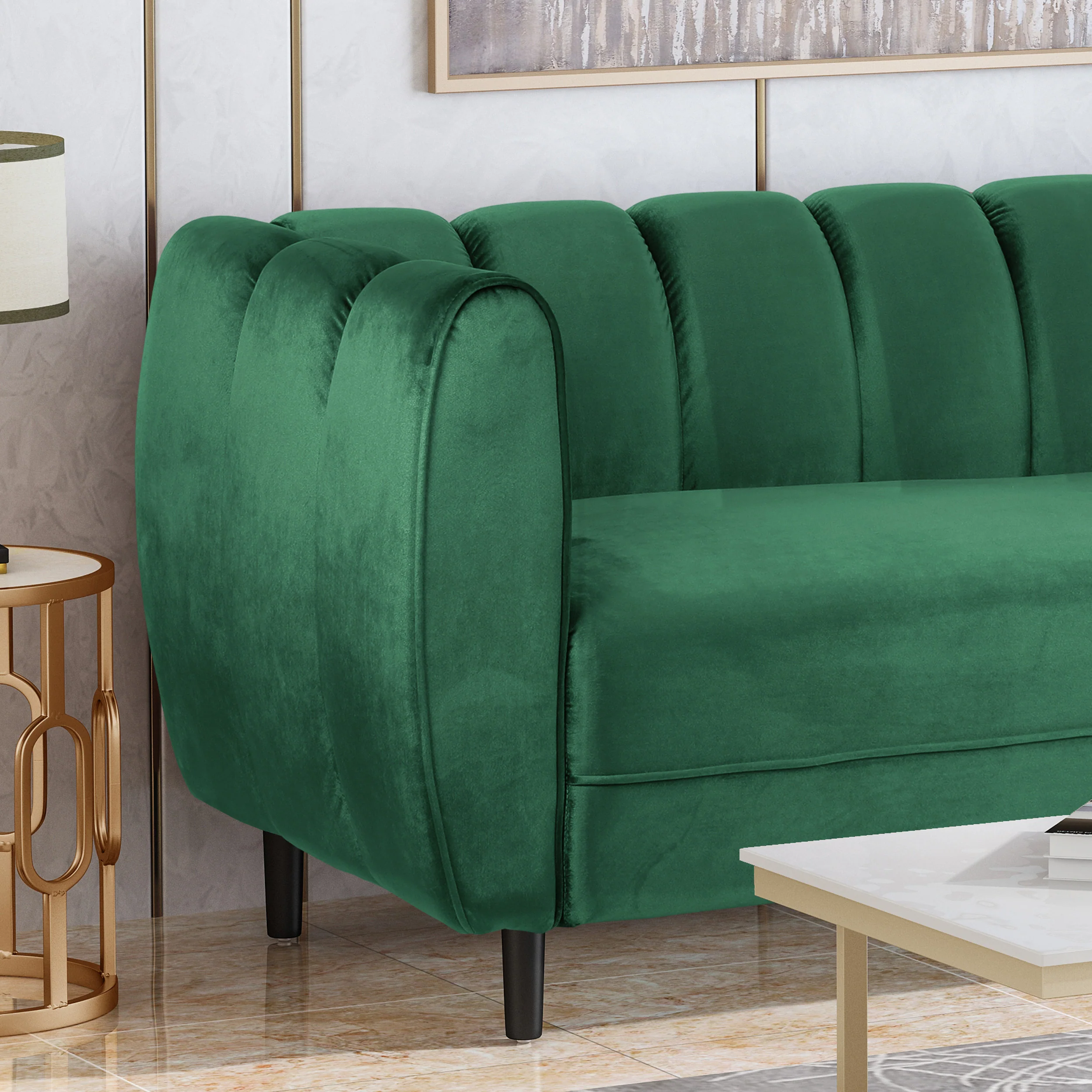 Karimah Modern Velvet 3 Seater Sofa - furnishings