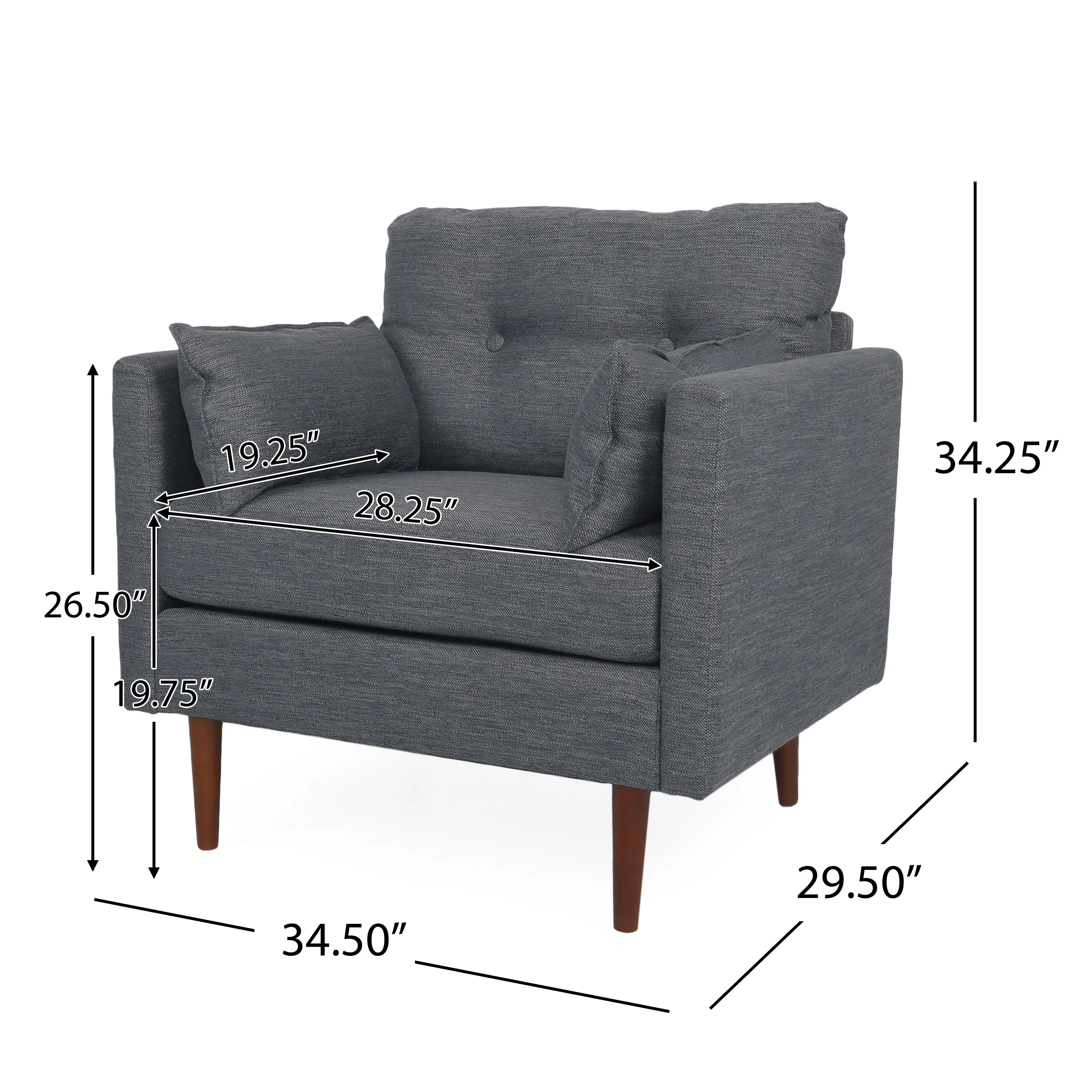 Ashuelot Mid Century Modern Fabric Tufted Club Chair with Accent Pillows - furnishings