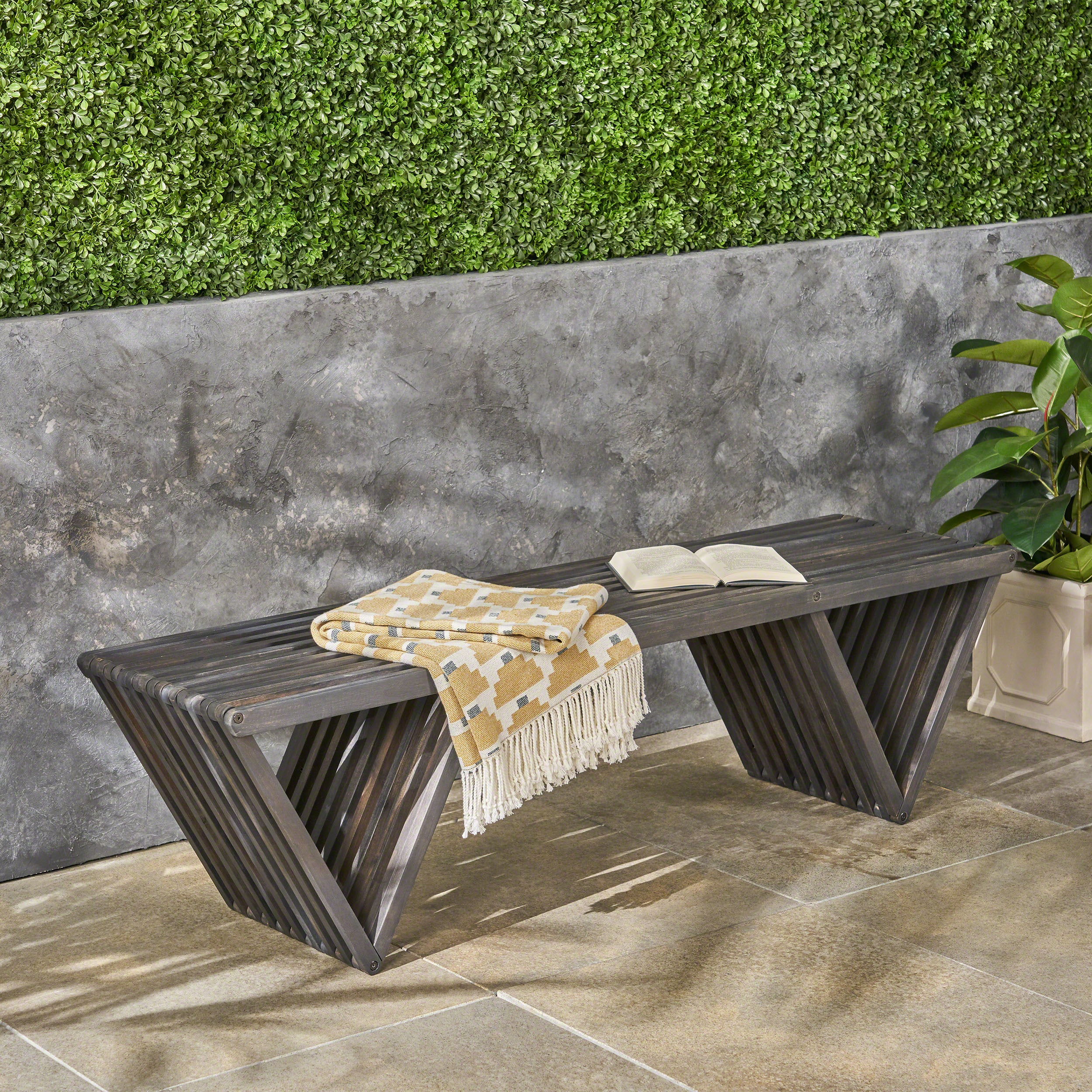 Esme Outdoor Acacia Wood Bench - furnishings