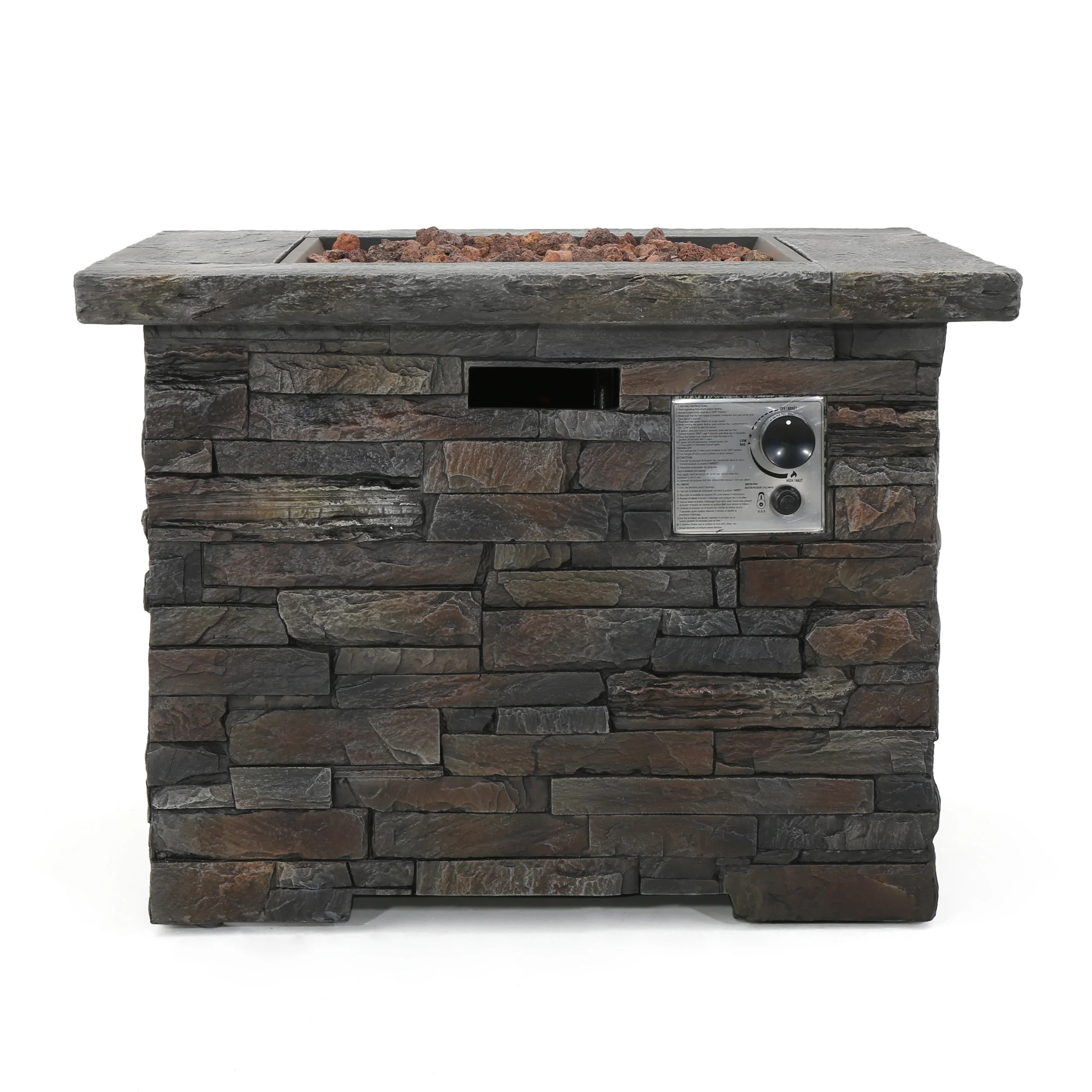 Stonecrest 40,000 BTU Propane Gas Firepit (Square) - furnishings