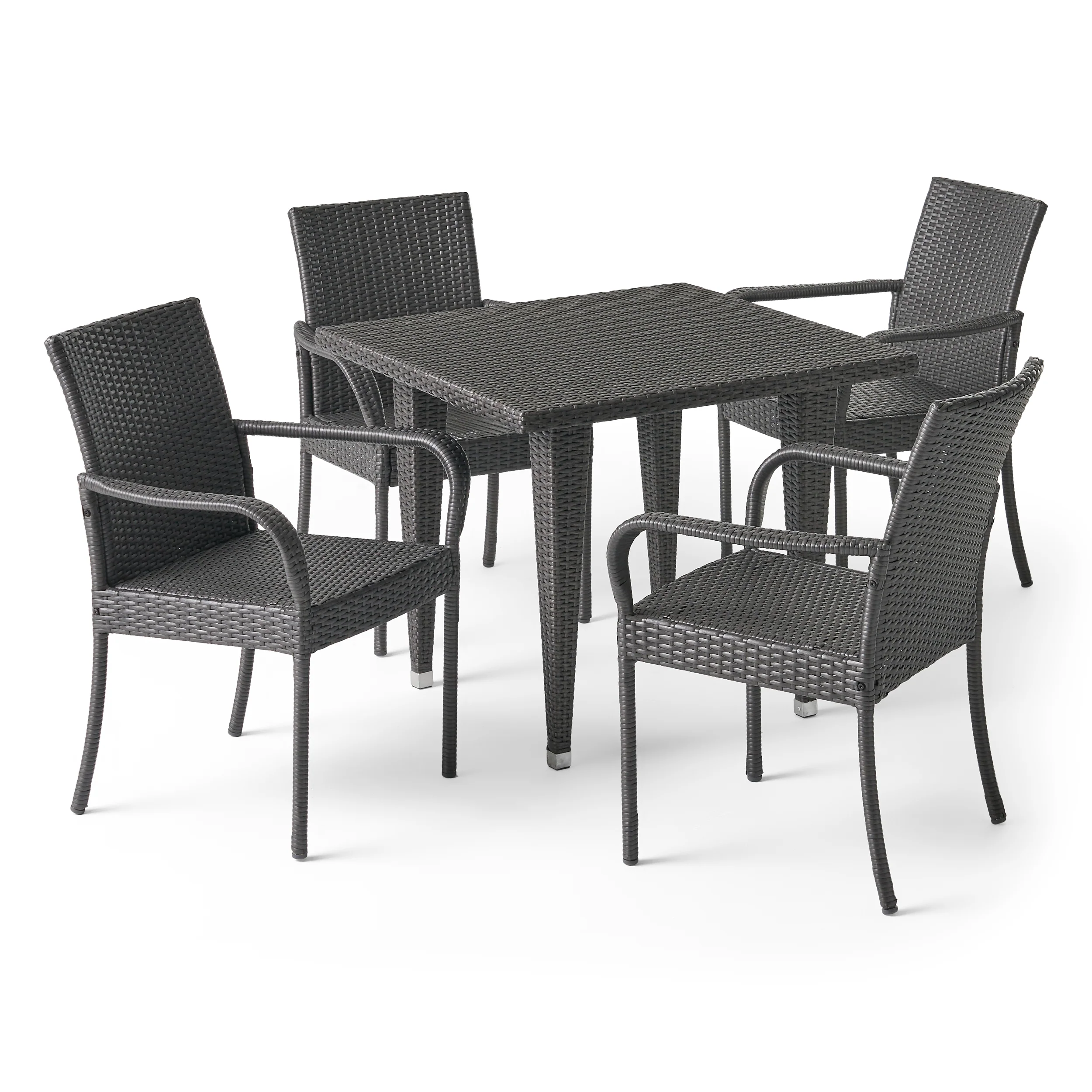 Bannon Outdoor Contemporary 4 Seater Wicker Dining Set - furnishings