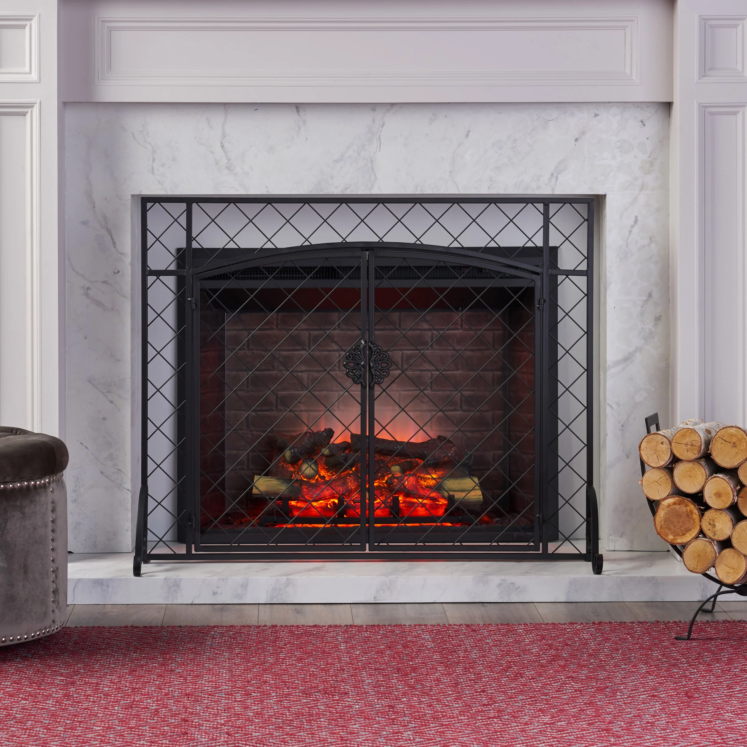 Memori Contemporary Iron Fireplace Screen - furnishings