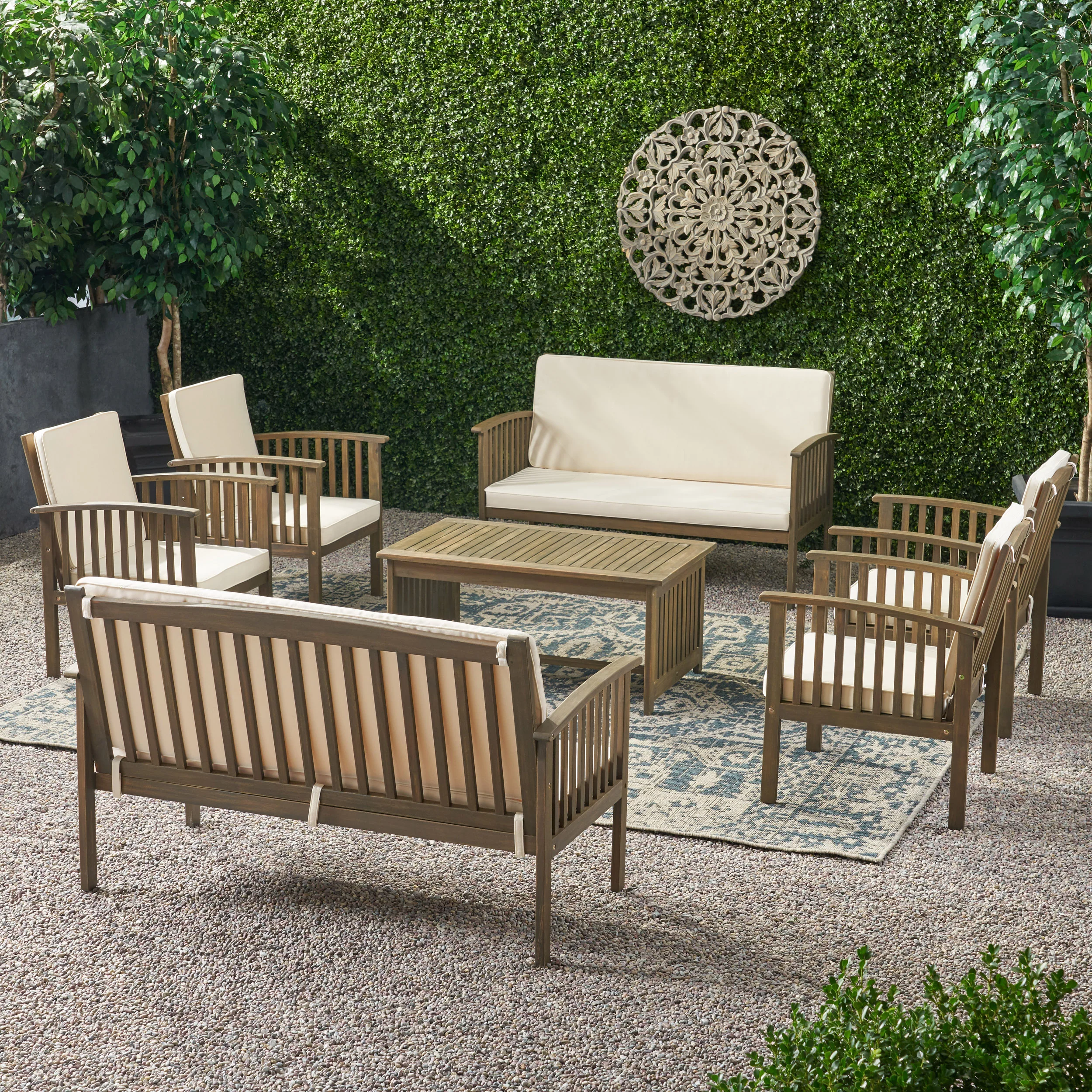Cape Town Acacia Wood Outdoor Sofa Set - furnishings