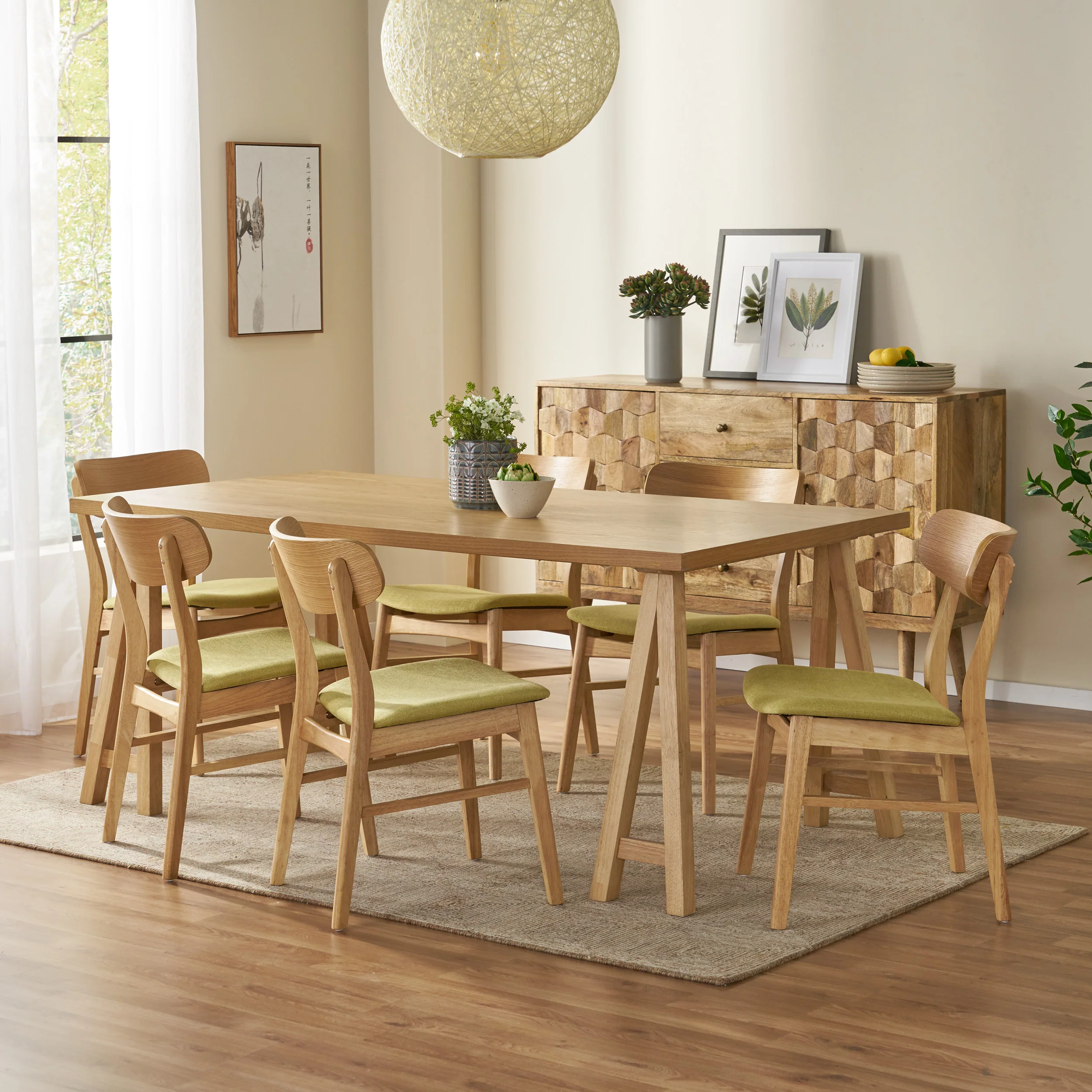 Alexis Mid-Century Modern 7 Piece Dining Set - furnishings