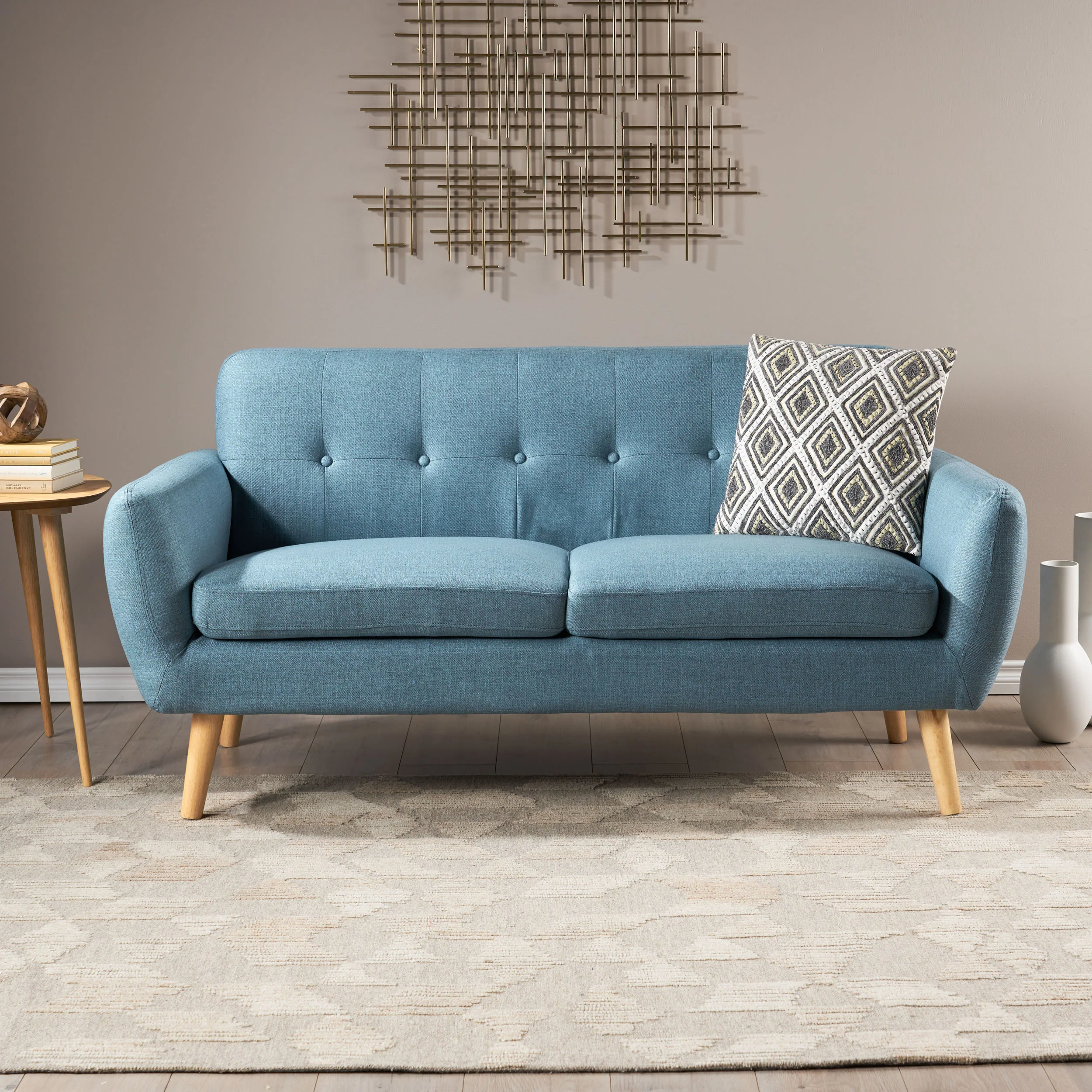 Joseline Mid Century Modern Petite Fabric Love Seat - furnishings