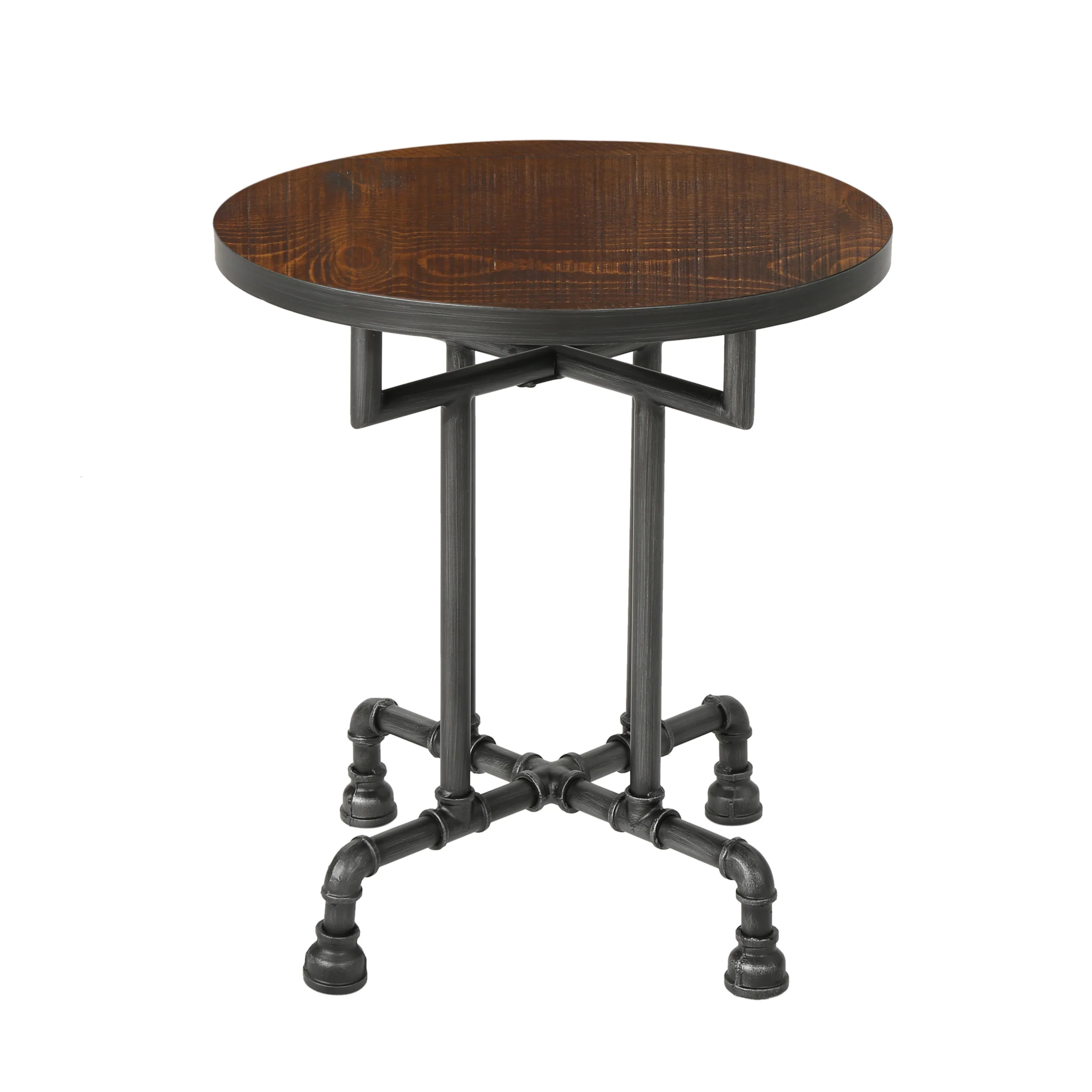 Atmos Industrial Faux Wood End Table, Dark Brown - furnishings