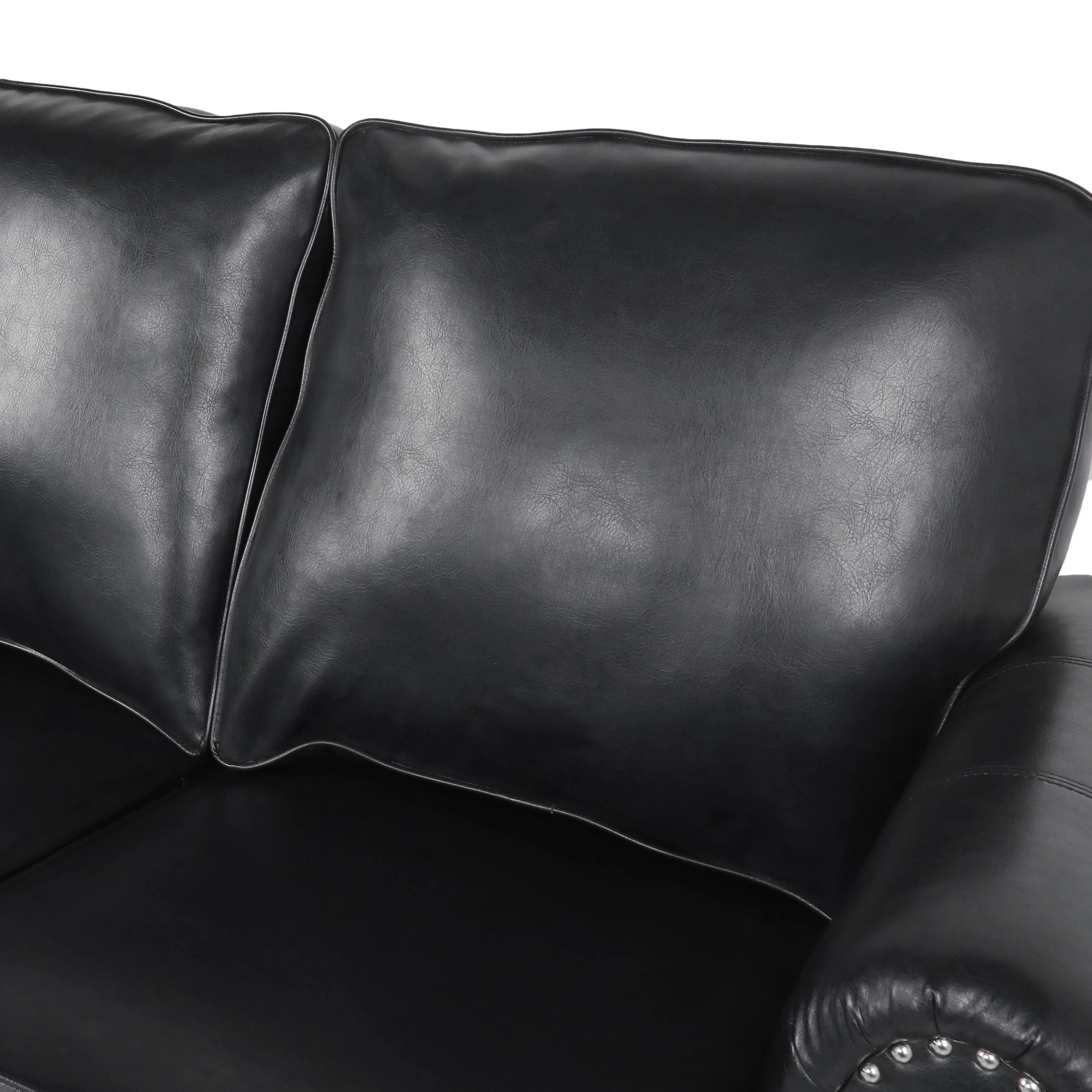 Pochelon Contemporary Faux Leather Loveseat with Nailhead Trim - furnishings