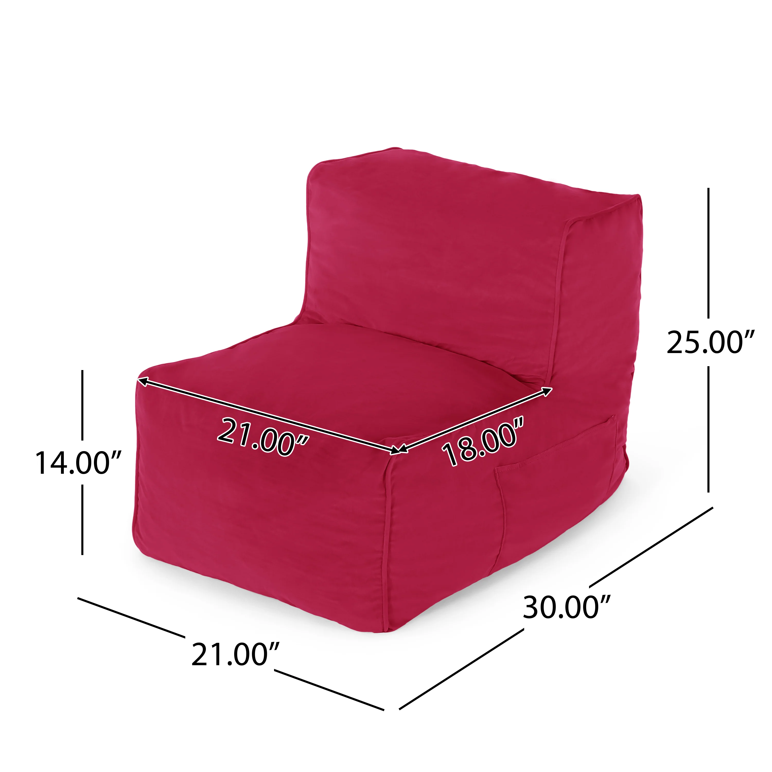 Caraway Modern Velvet Bean Bag Chair - furnishings