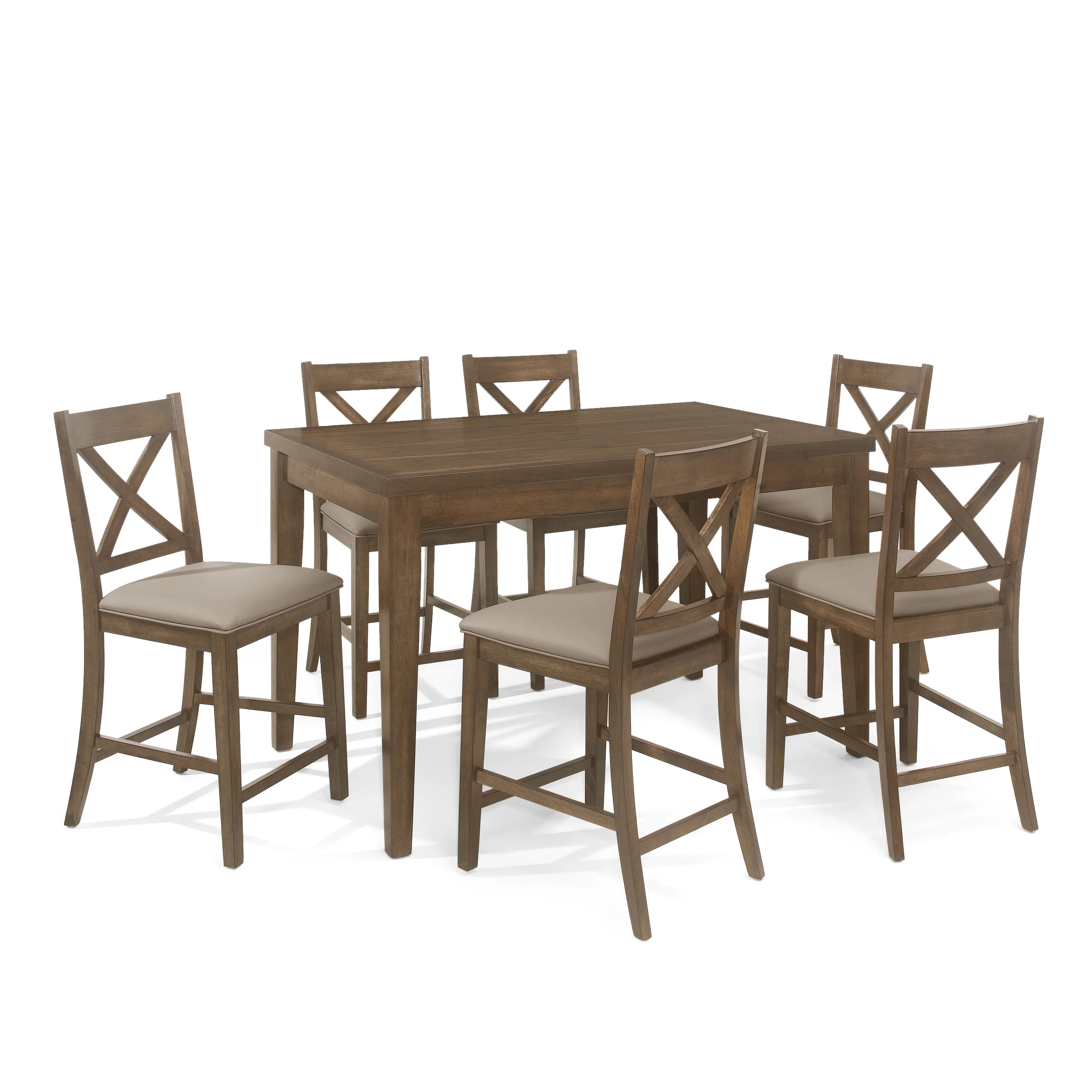 Lenhart Farmhouse Wood Counter Height 7 Piece Dining Set - furnishings