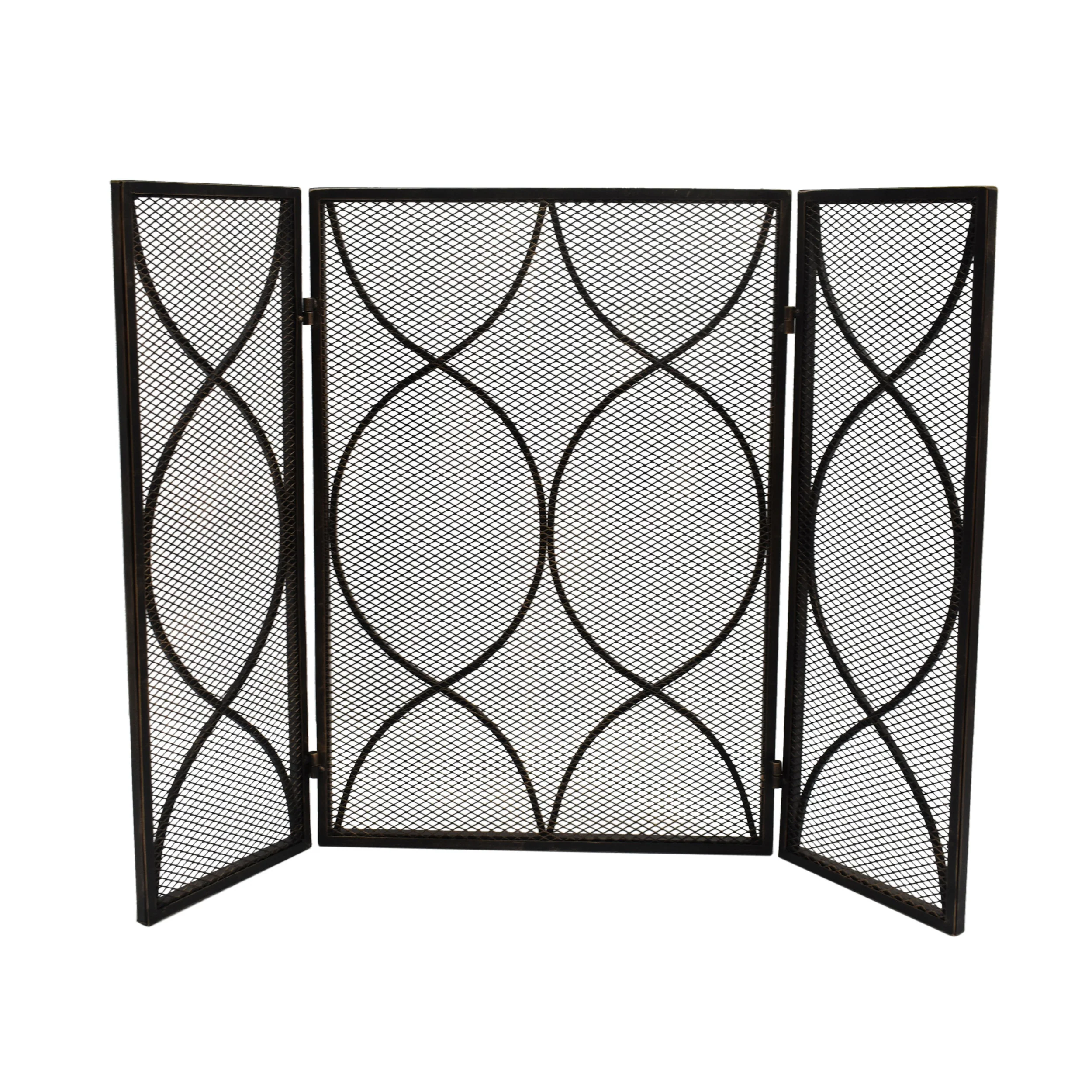 Laylah Modern Three Panel Iron Firescreen - furnishings