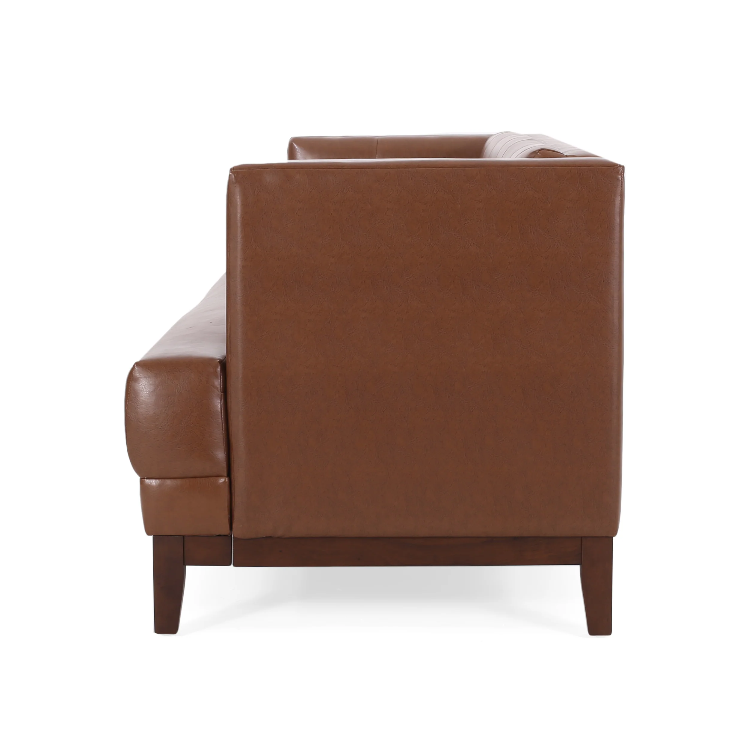 Stefan Mid Century Modern Faux Leather Tufted 3 Seater Sofa - furnishings