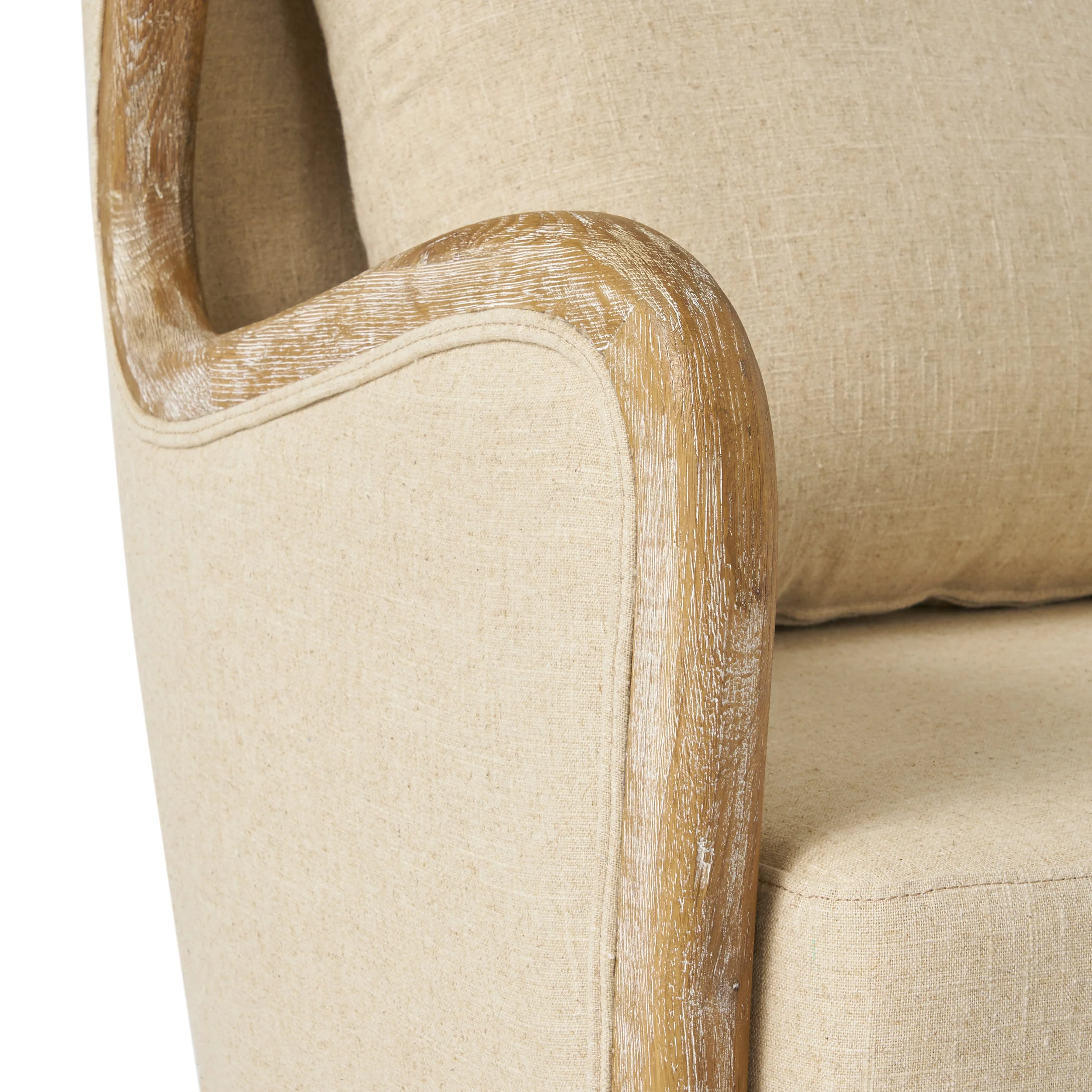 Milton Beige Fabric Wing Chair - furnishings
