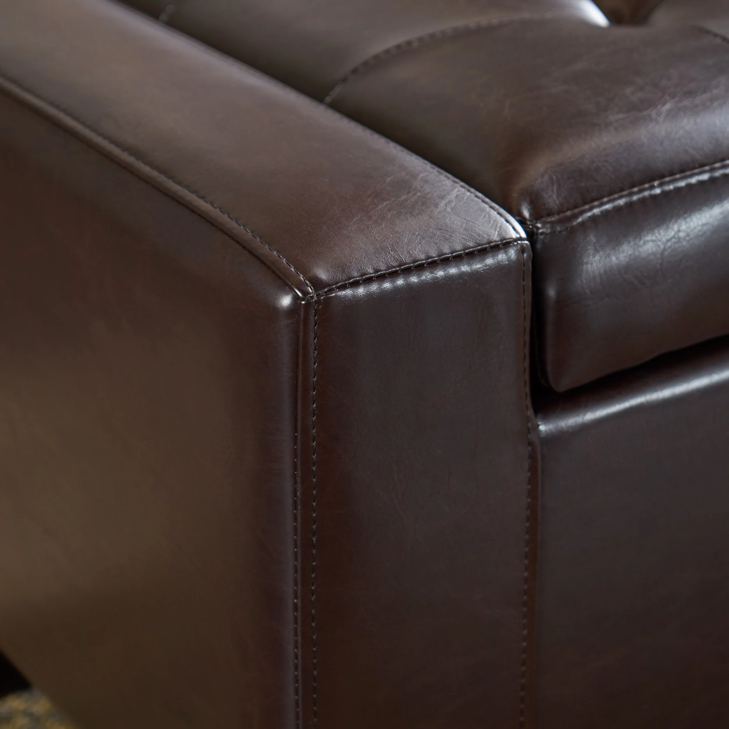 Rothwell Contemporary Tufted Bonded Leather Storage Ottoman Bench - furnishings