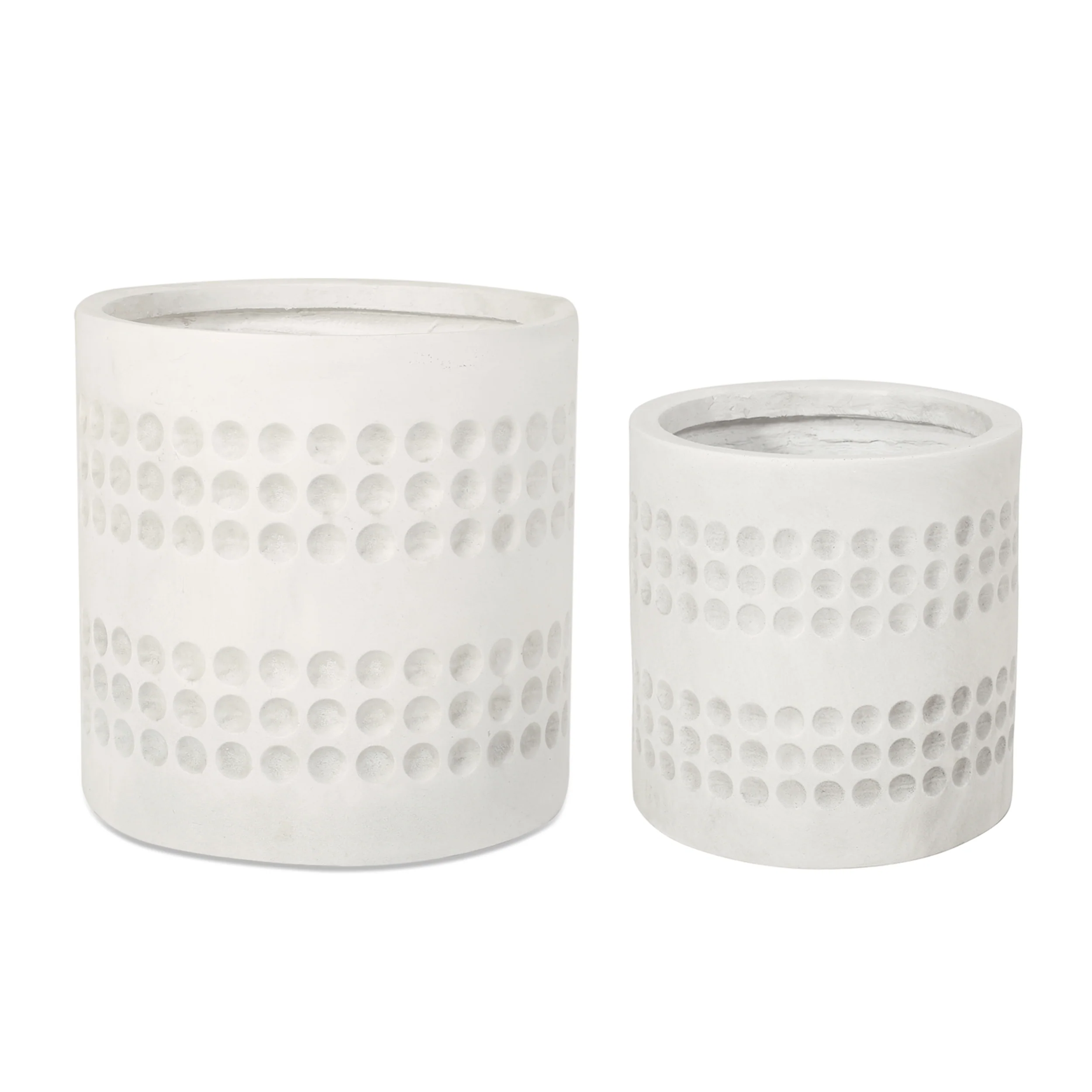 Suncook Outdoor Small and Large Cast Stone Planter Set, Antique White - furnishings
