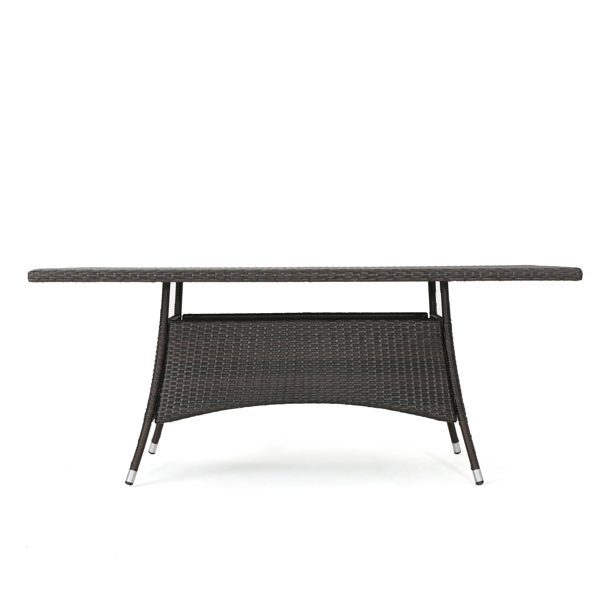 Clayton Outdoor 7 Piece Multi-Brown Wicker Dining Set with Metal Tipped Legs - furnishings