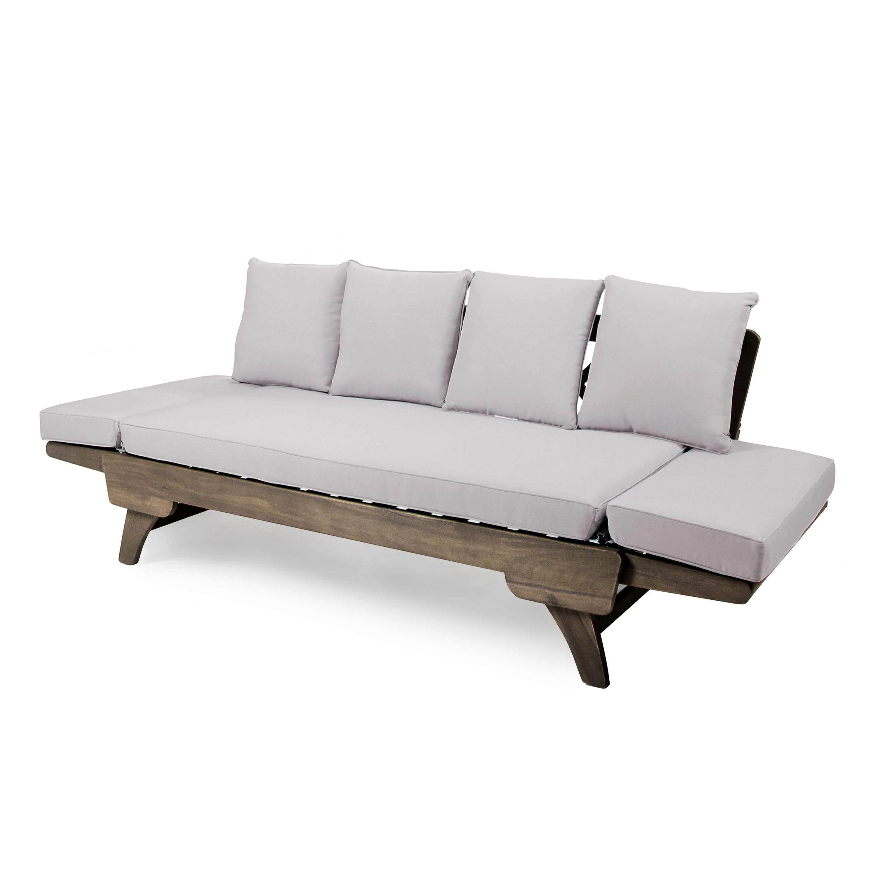 Othello Gray Acacia Convertible Outdoor Sofa Daybed - furnishings