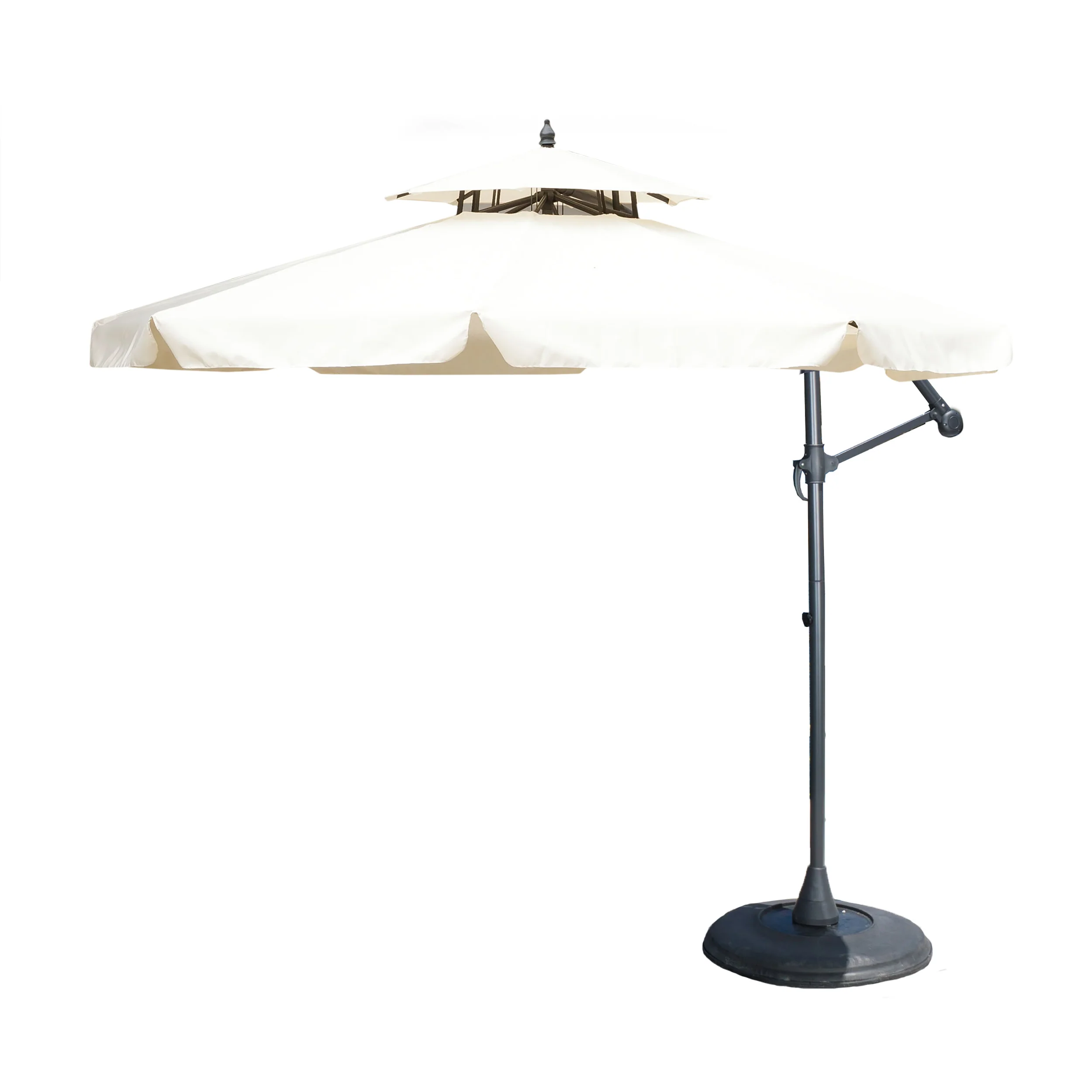 Tahiti Outdoor Beige Cantilever Patio Umbrella & Base - furnishings