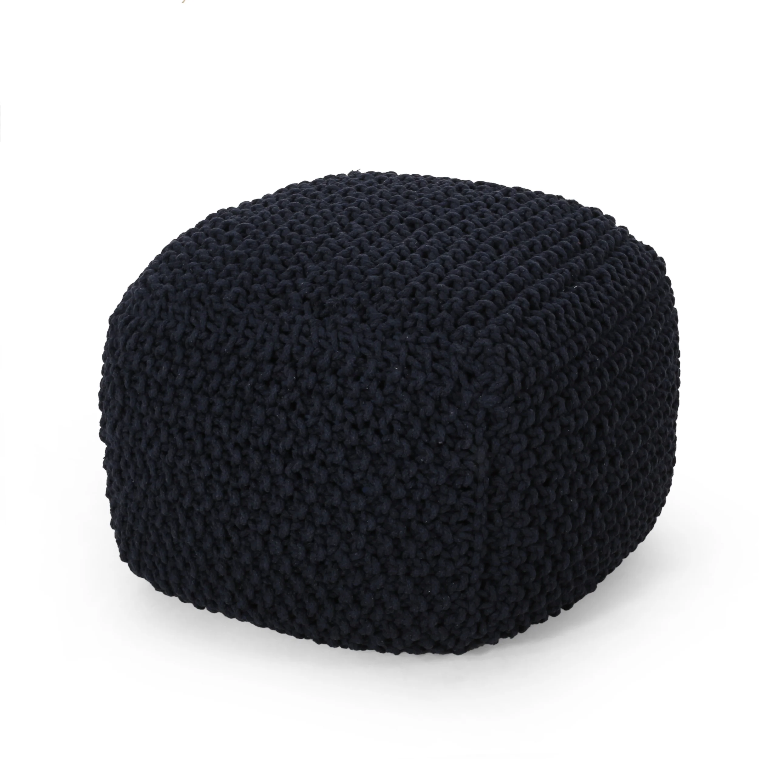 Teresa Modern Knitted Cotton Cube Pouf - furnishings