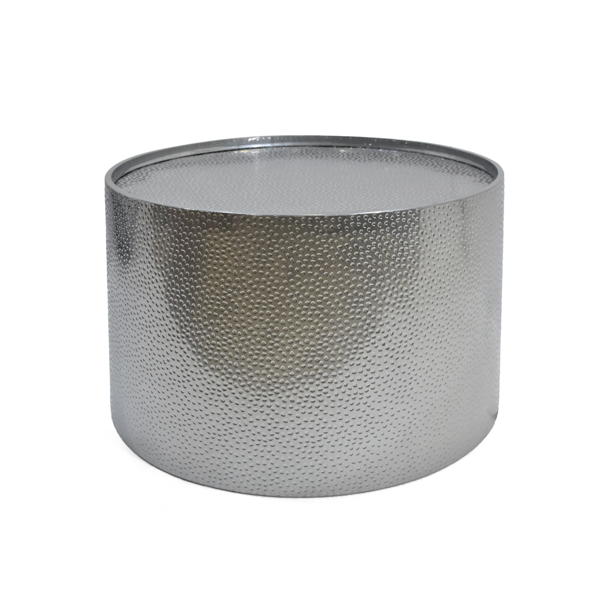 Rache Modern Round Coffee Table with Hammered Iron - furnishings