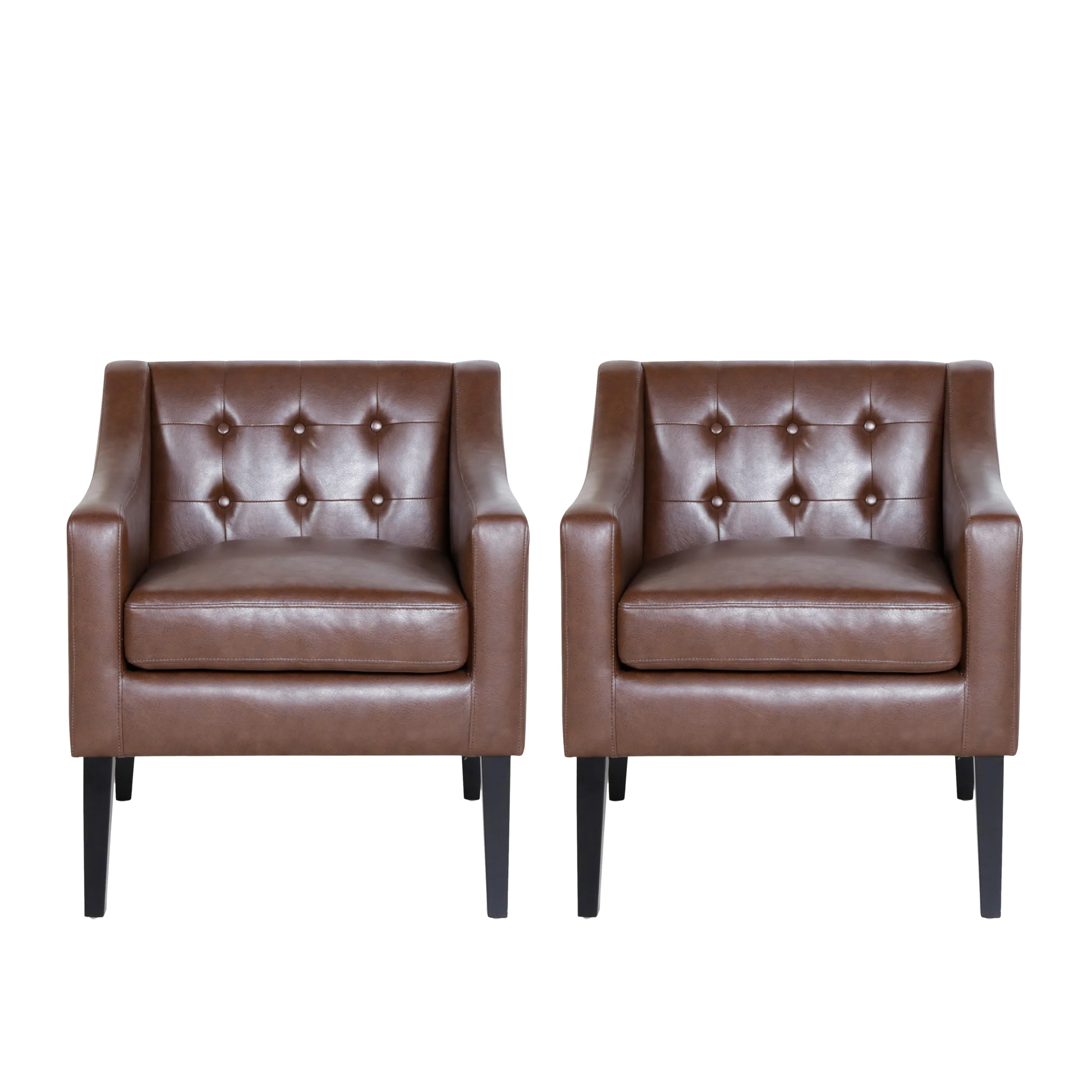 Aragon Contemporary Faux Leather Tufted Accent Chairs, Set of 2 - furnishings