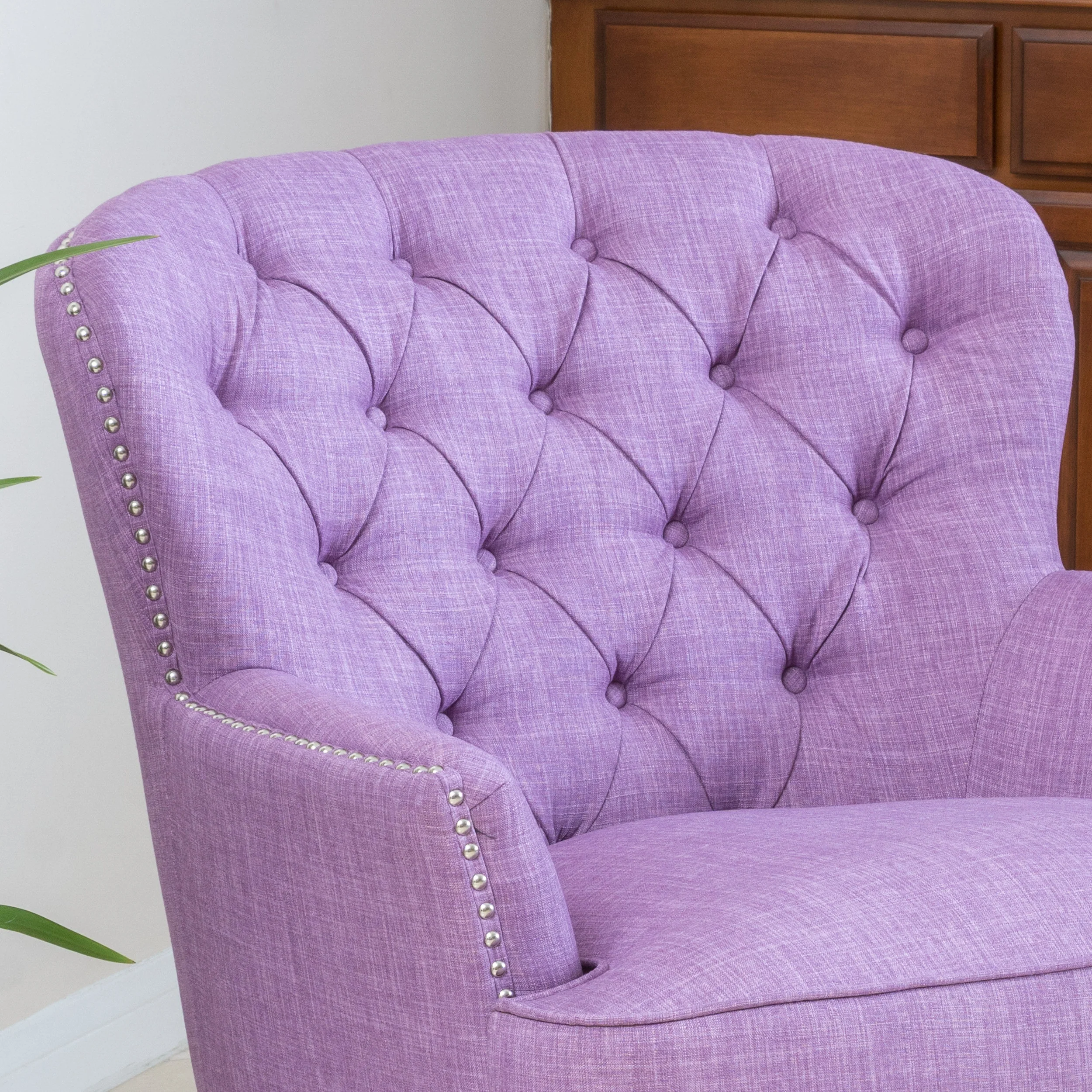Alfred Button Tufted Fabric Club Chair - furnishings