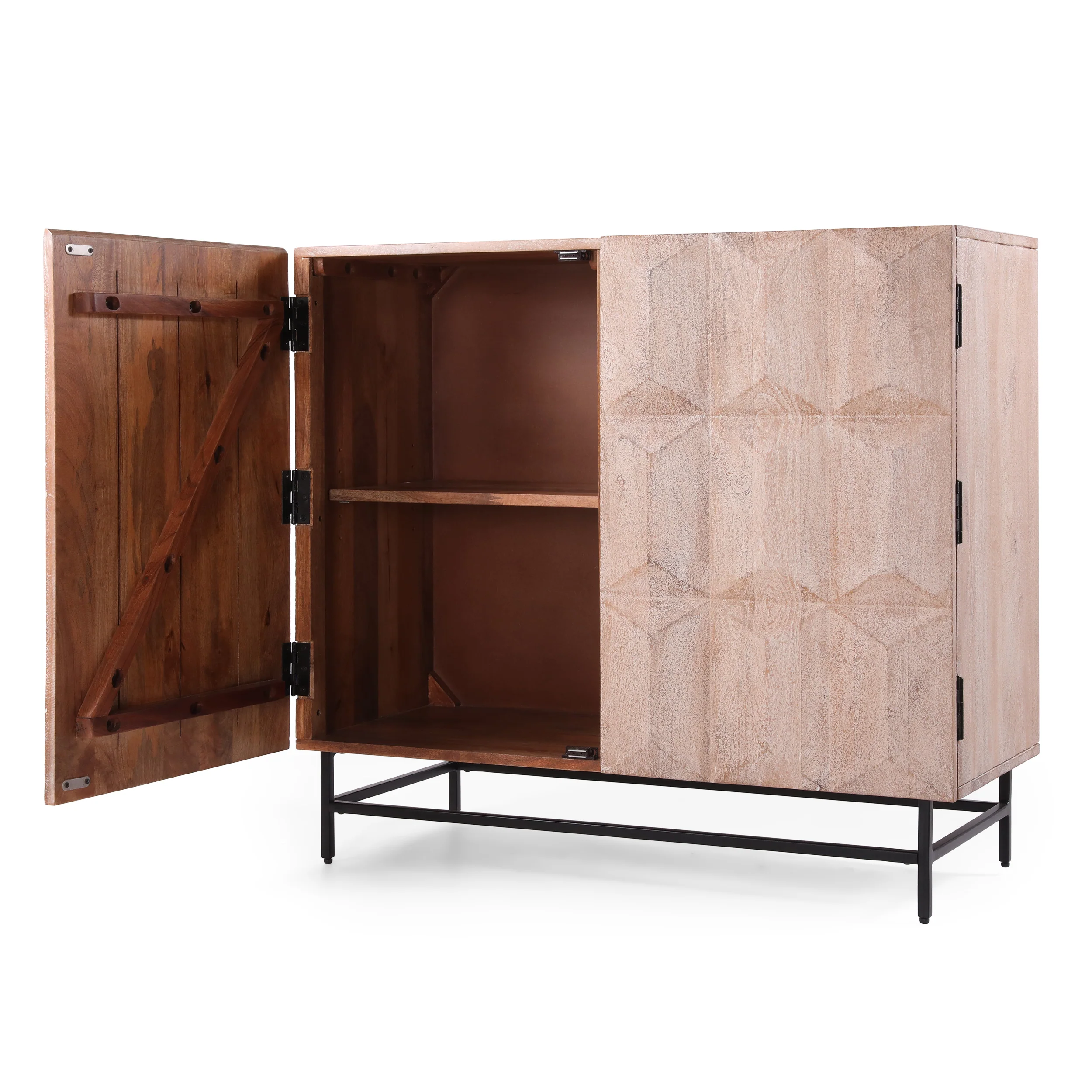 Barnsley Handcrafted Boho Mango Wood Cabinet - furnishings
