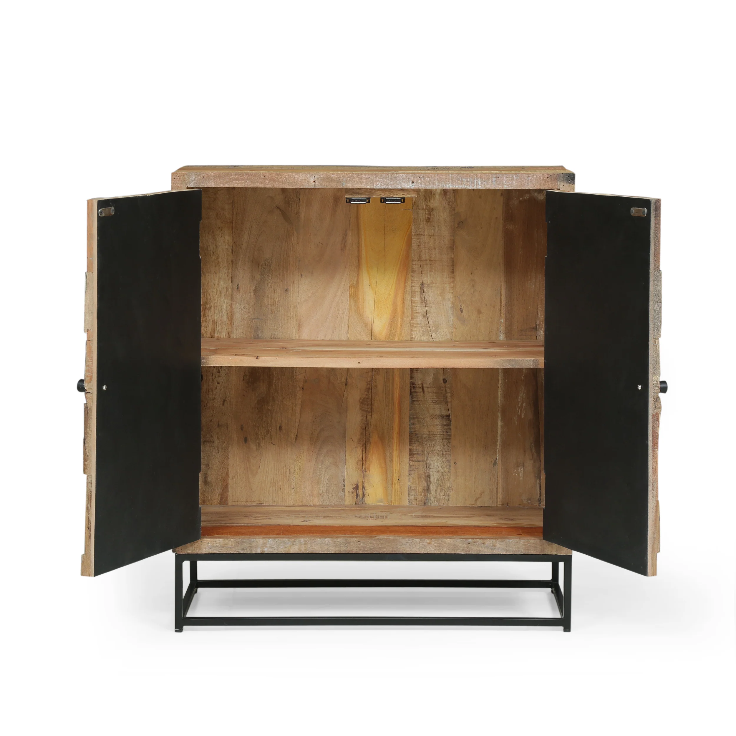 Temur Handcrafted Boho Wooden 2 Door Cabinet - furnishings