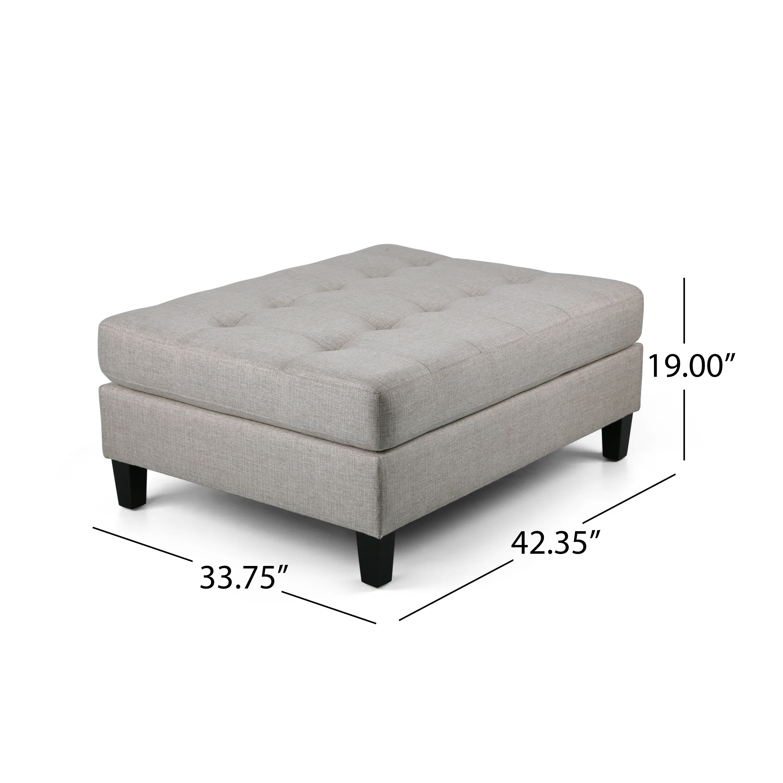 Daylon Contemporary Fabric Sectional Sofa with Ottoman - furnishings