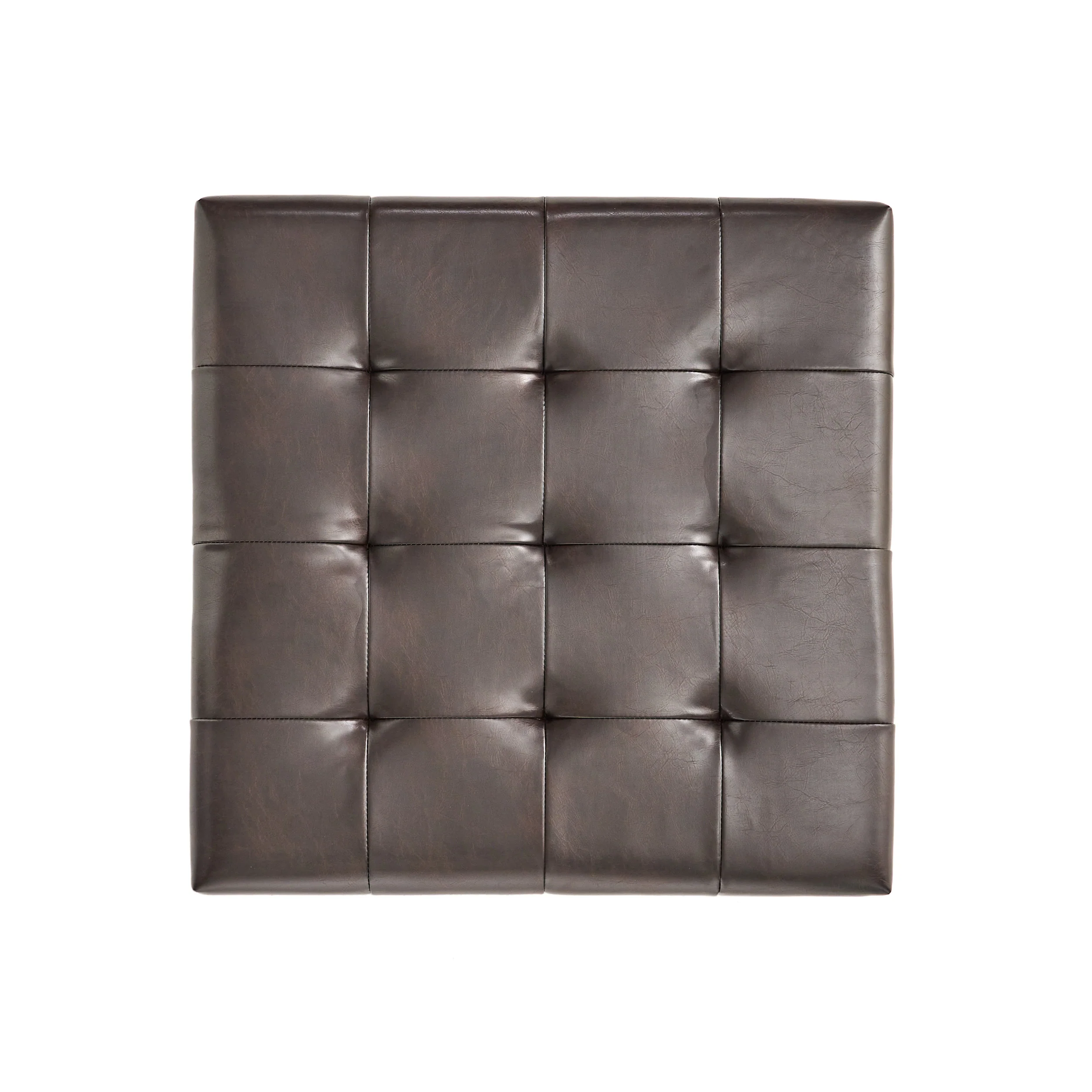Finn Tufted Brown Leather Square Storage Ottoman Coffee Table - furnishings