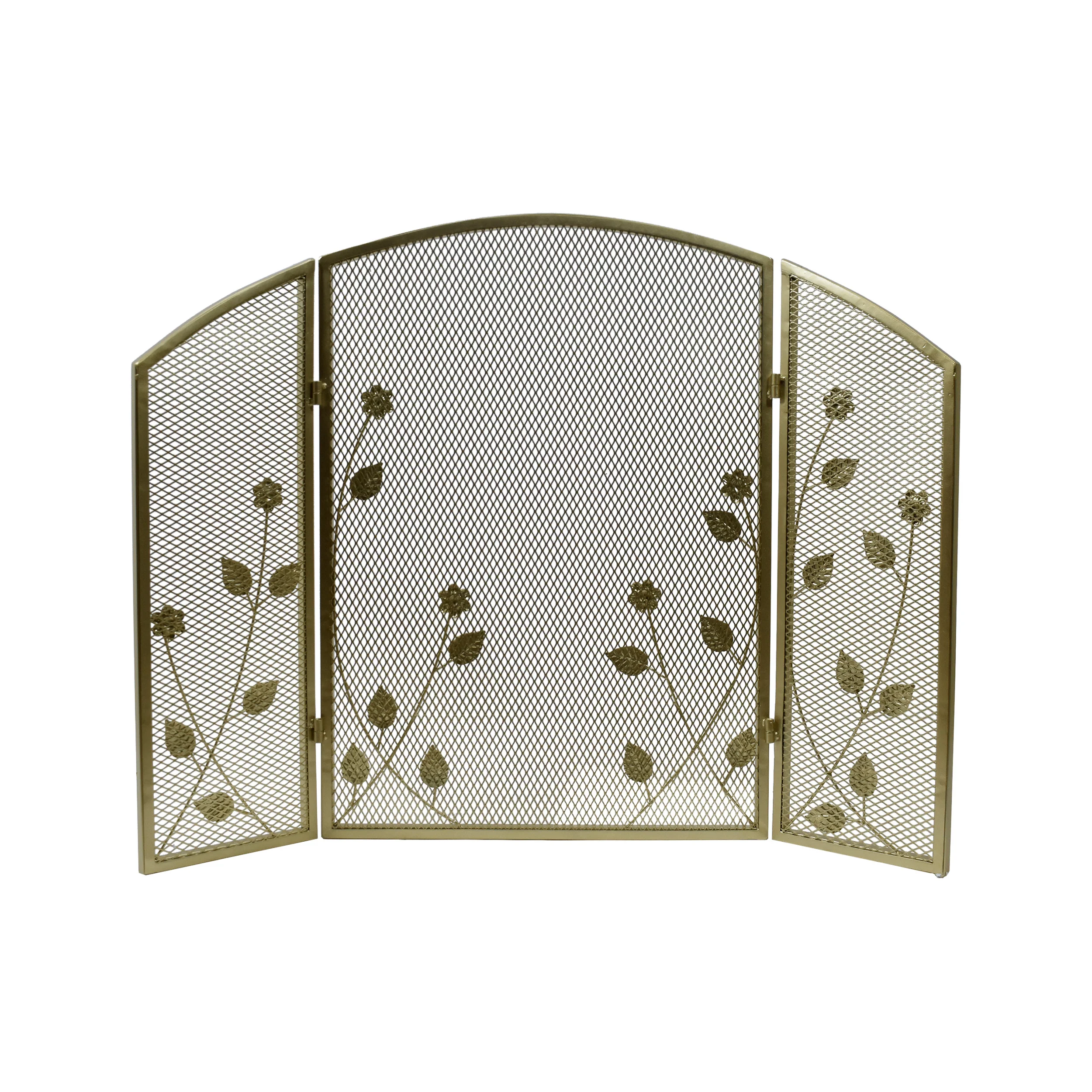 Jenna Modern Iron Firescreen with Leaf Accents - furnishings