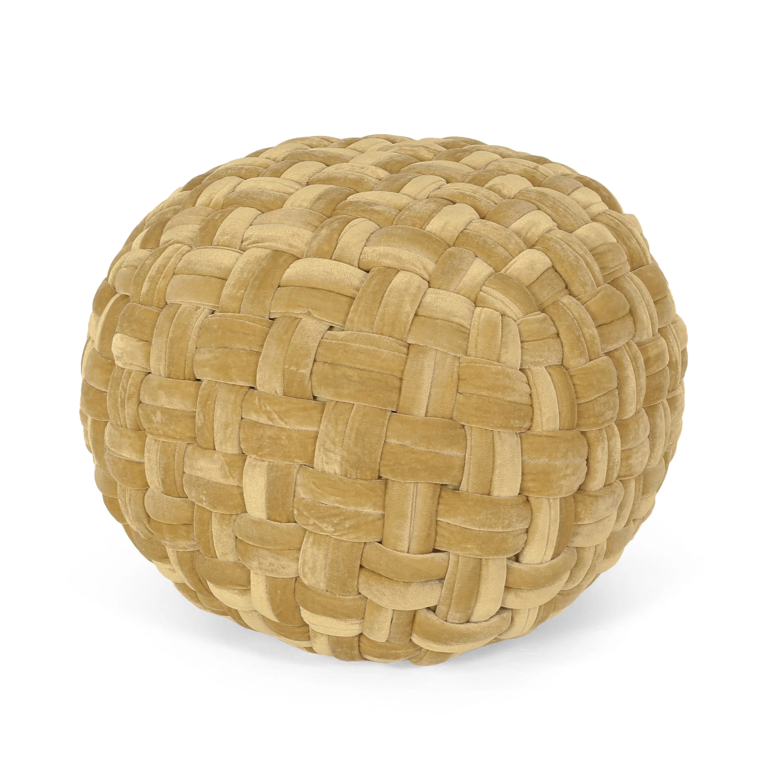 Colerain Modern Glam Handcrafted Cable Weave Velvet Round Pouf - furnishings