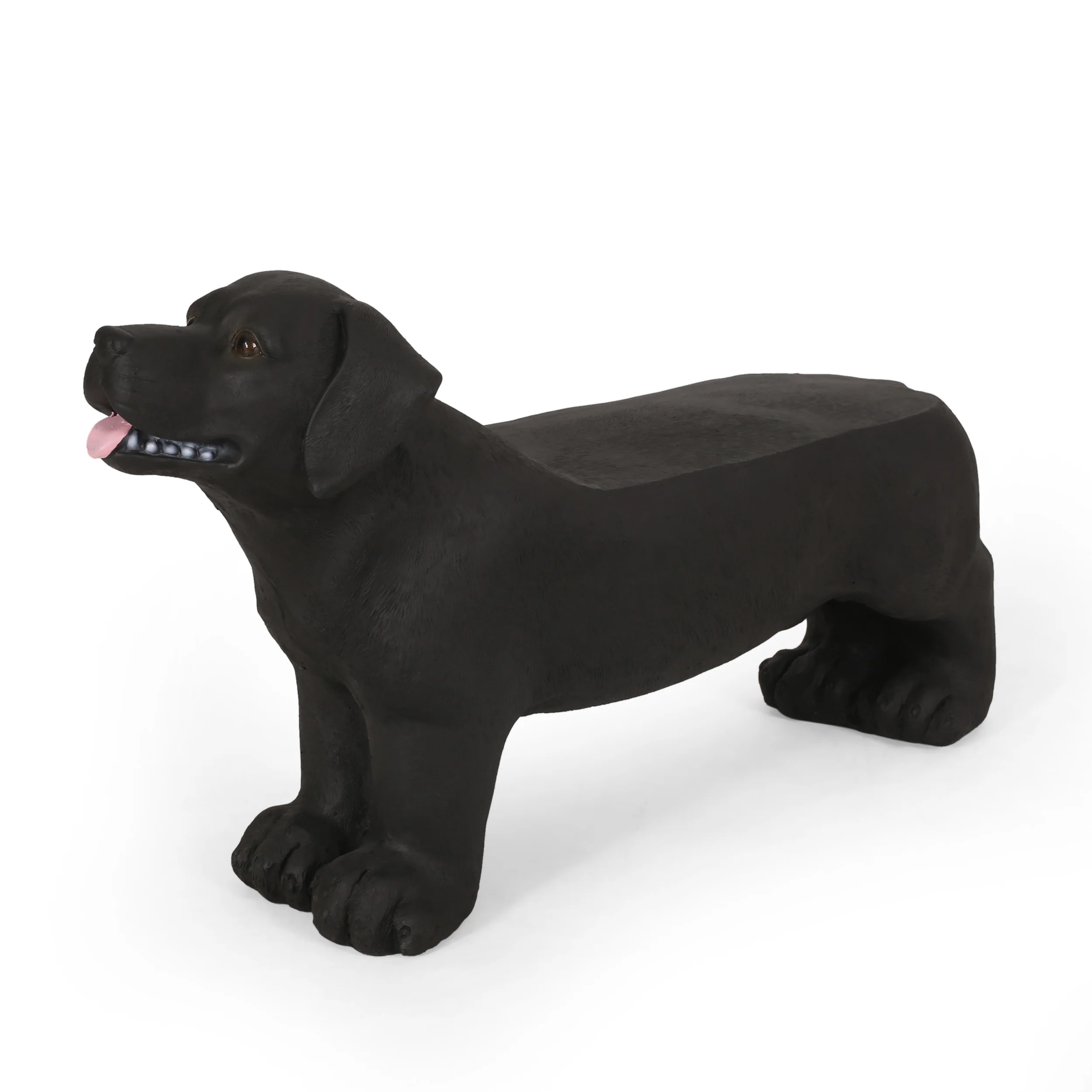 Cullimore Outdoor Labrador Dog Garden Bench, Matte Black - furnishings