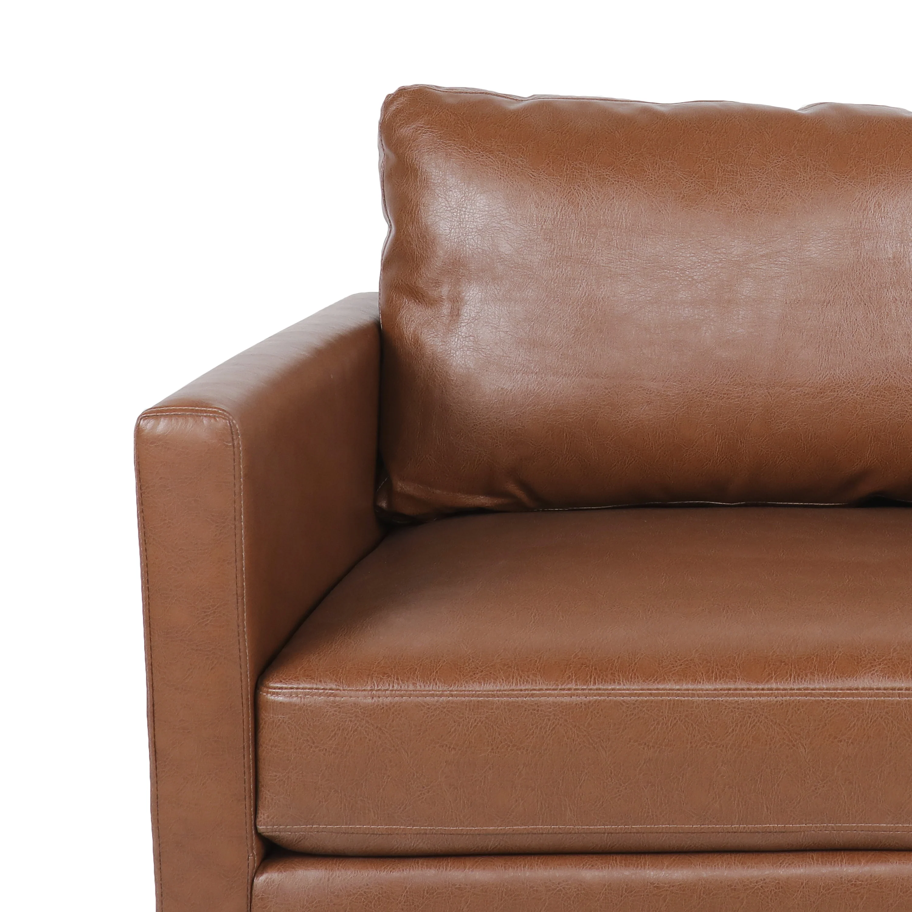 Dowd Mid Century Modern Faux Leather 3 Piece Living Room Sofa Set - furnishings