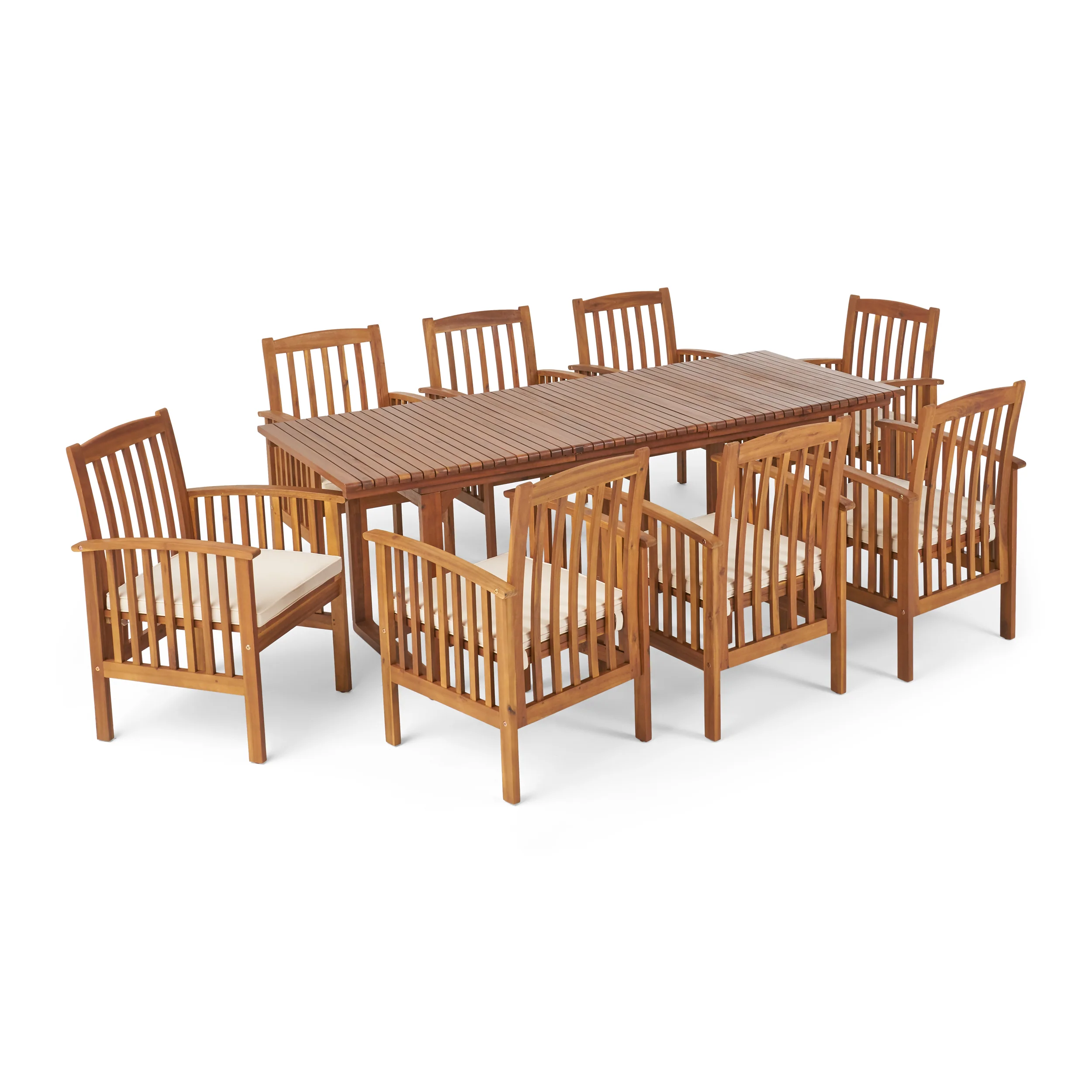 Bowdon Outdoor 8 Seater Expandable Acacia Wood Dining Set - furnishings