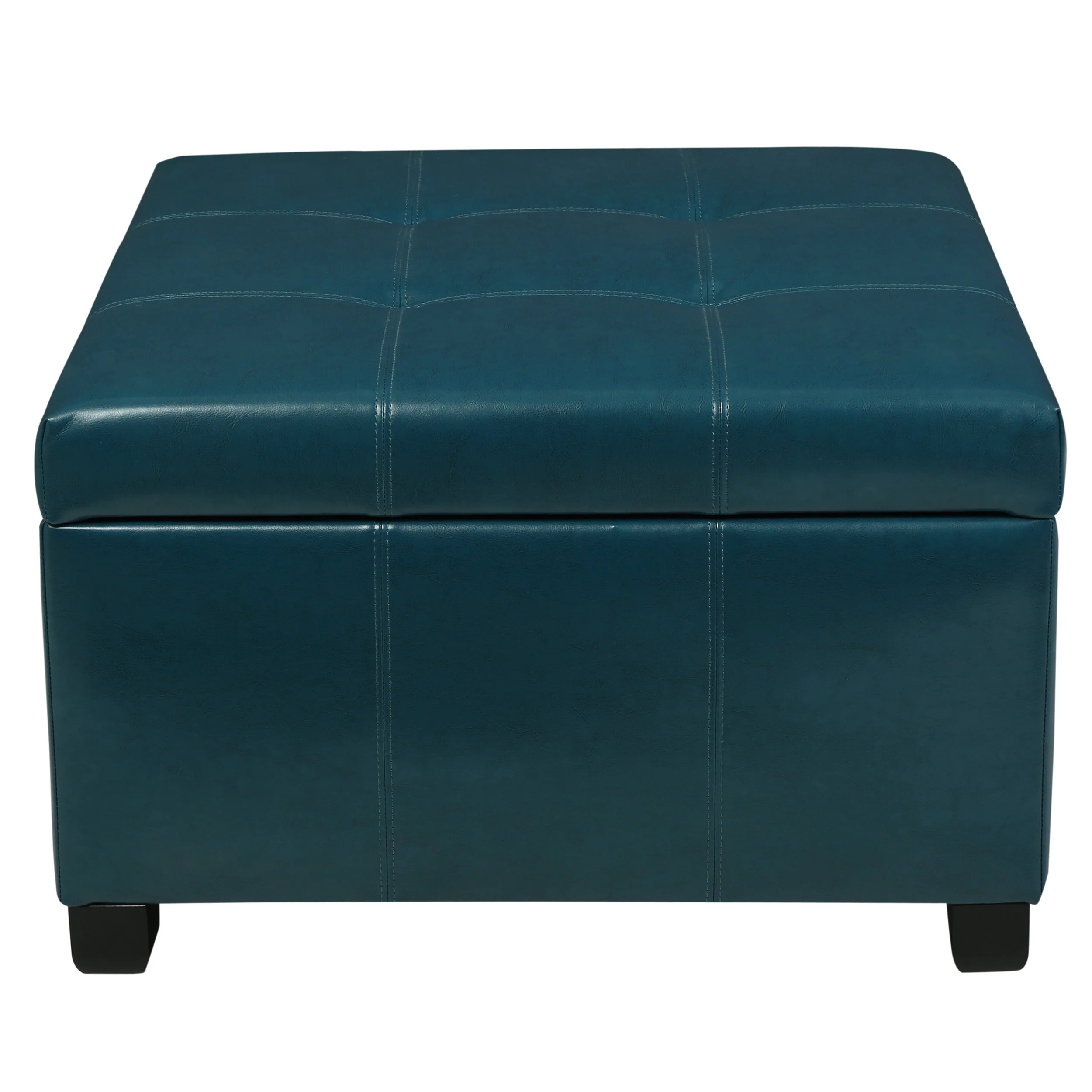 Kensington Leather Square Storage Ottoman Coffee Table - furnishings