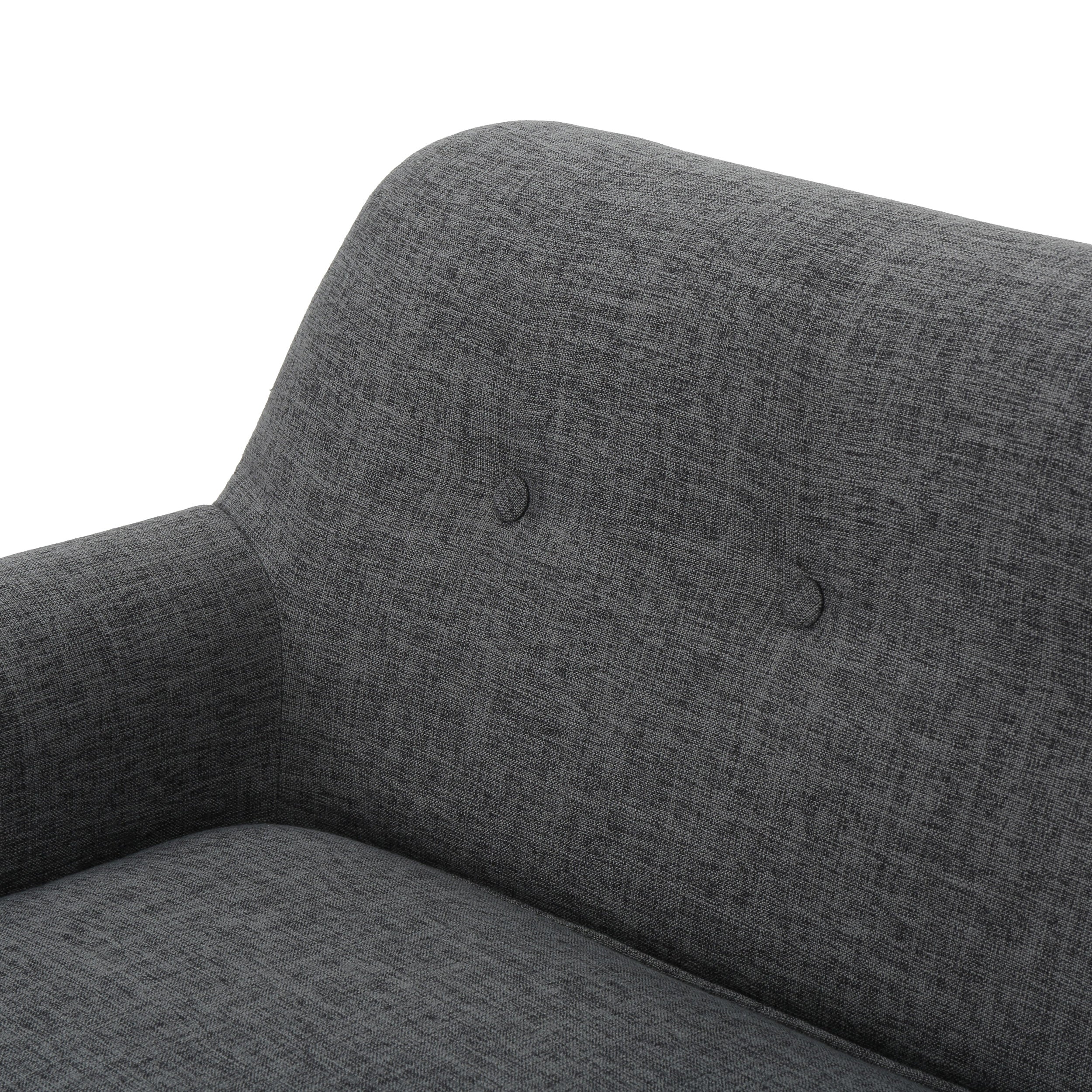 Mia Mid-Century Modern Button Tufted Fabric Upholstered Loveseat w/ Tapered Legs - furnishings