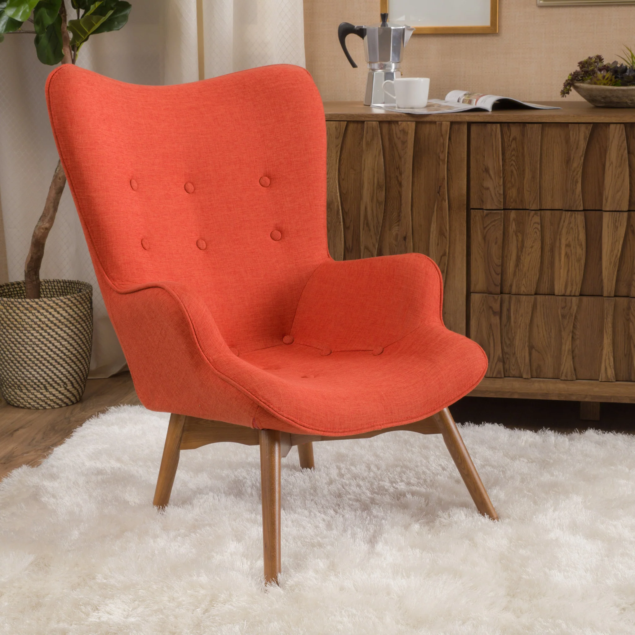 Acantha Mid Century Modern Contour Accent Lounge Chair - furnishings
