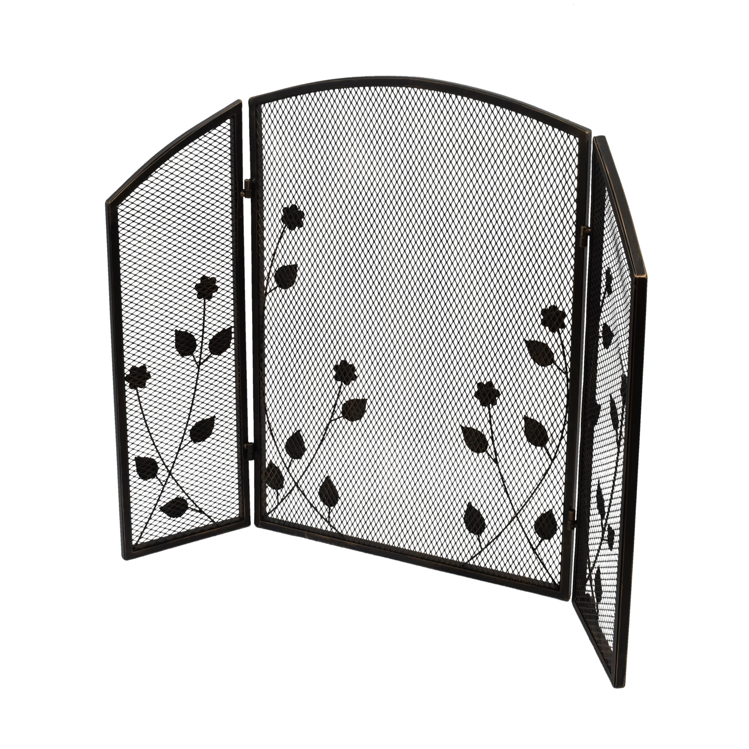 Jenna Modern Iron Firescreen with Leaf Accents - furnishings