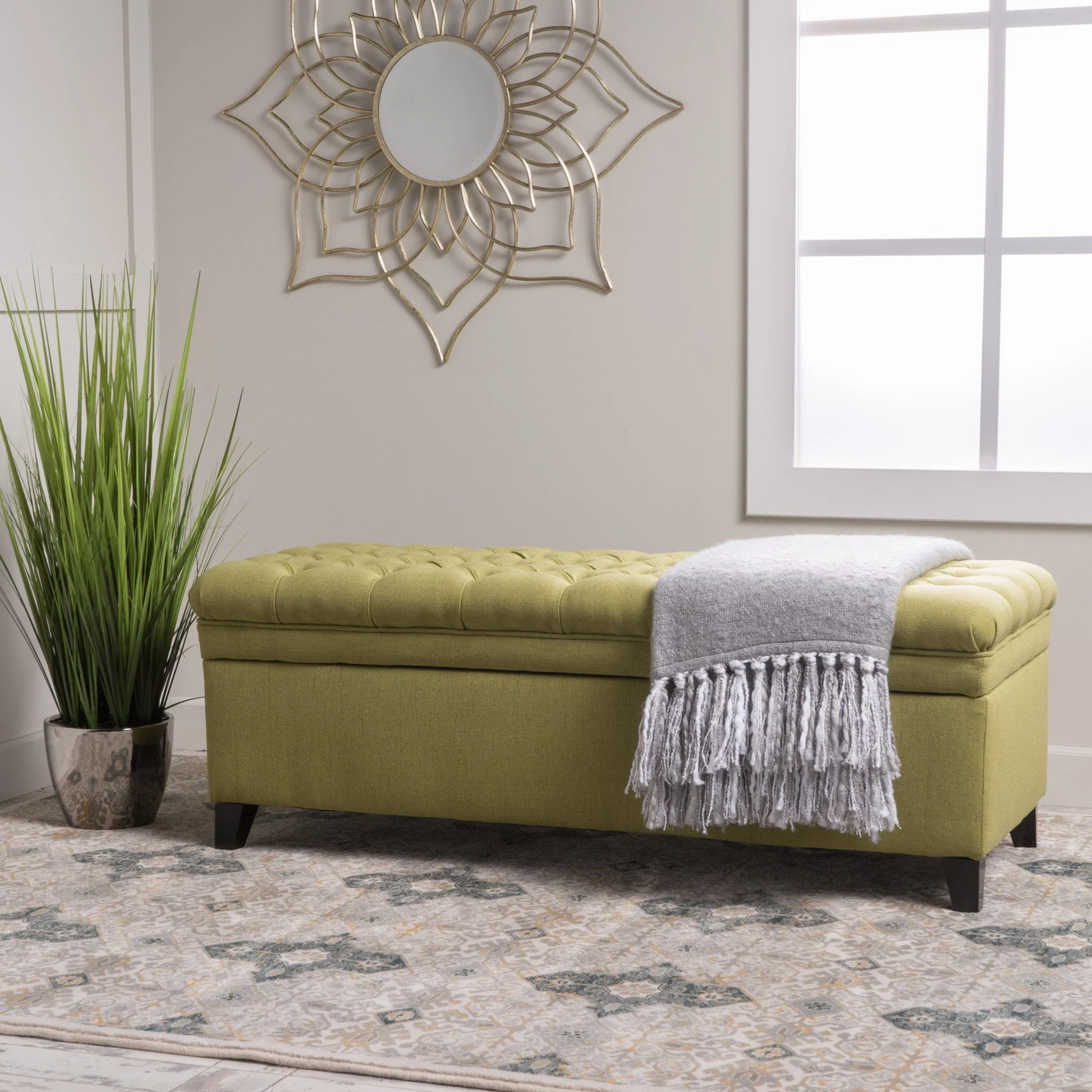Laguna French Style Tufted Fabric Storage Ottoman Bench - furnishings
