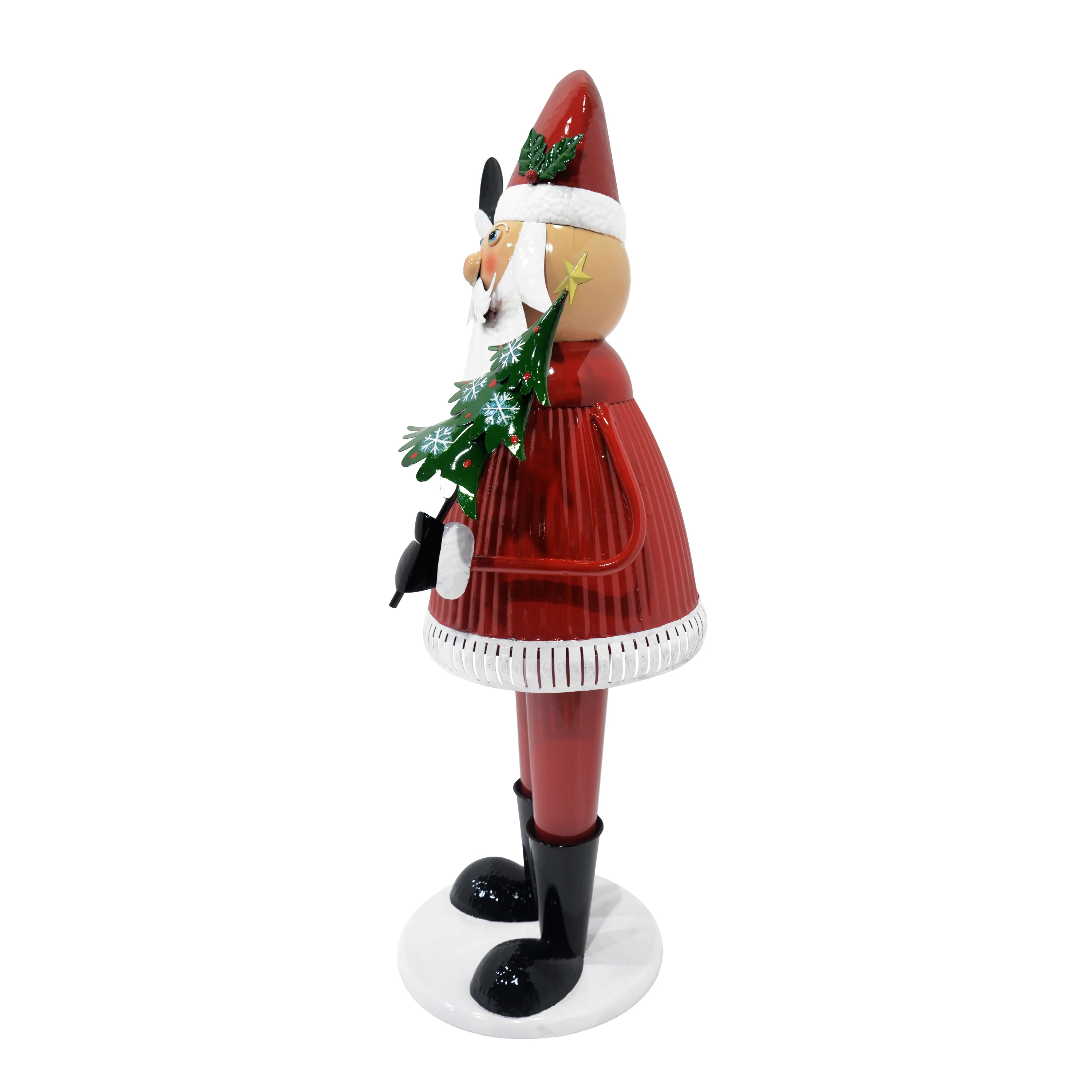 JoyfulJingle Cheerful Santa Claus Holding Tree and Waving Christmas decoration - furnishings