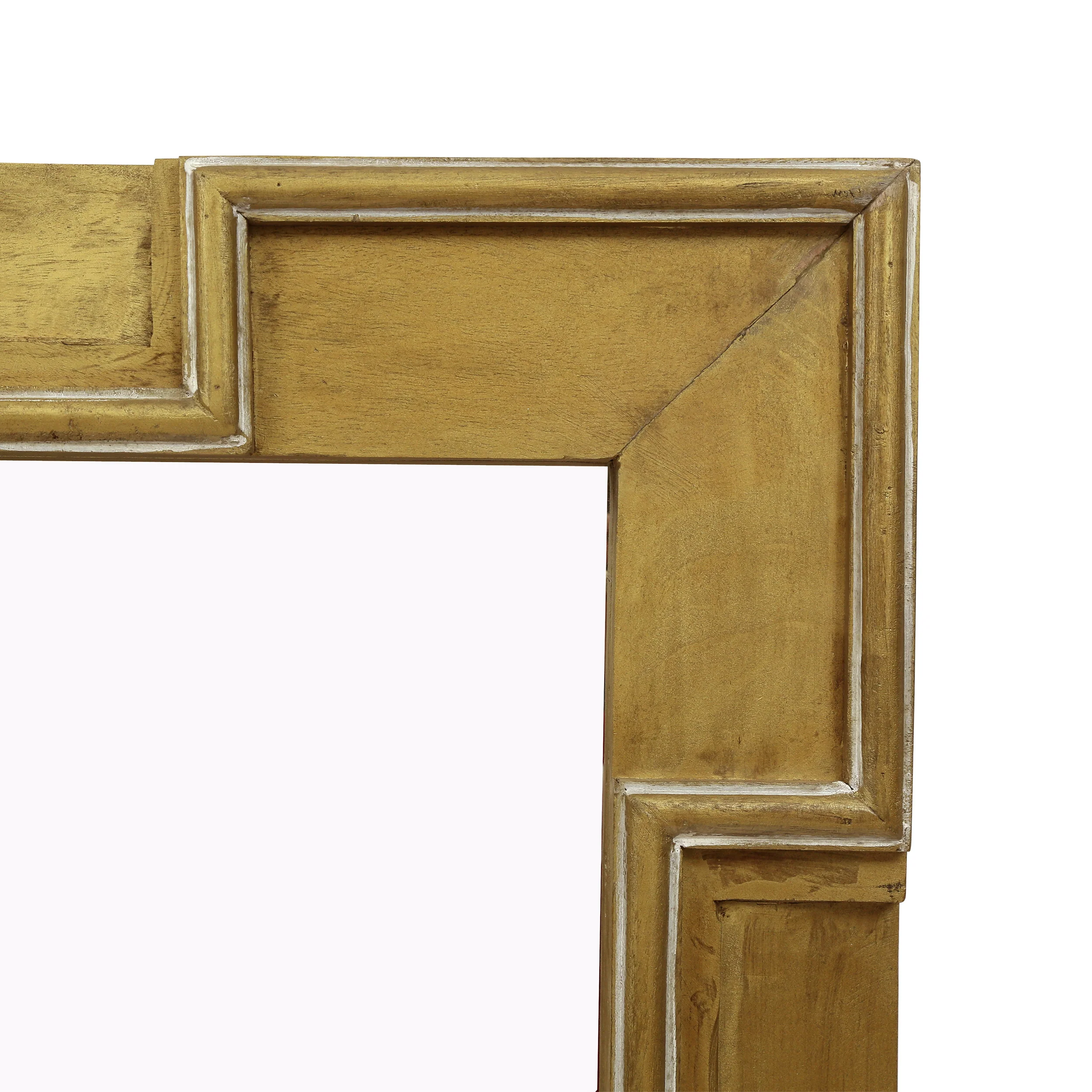 Upsata Boho Handcrafted Mango Wood Carved Full Length Standing Mirror, Natural and Gold - furnishings