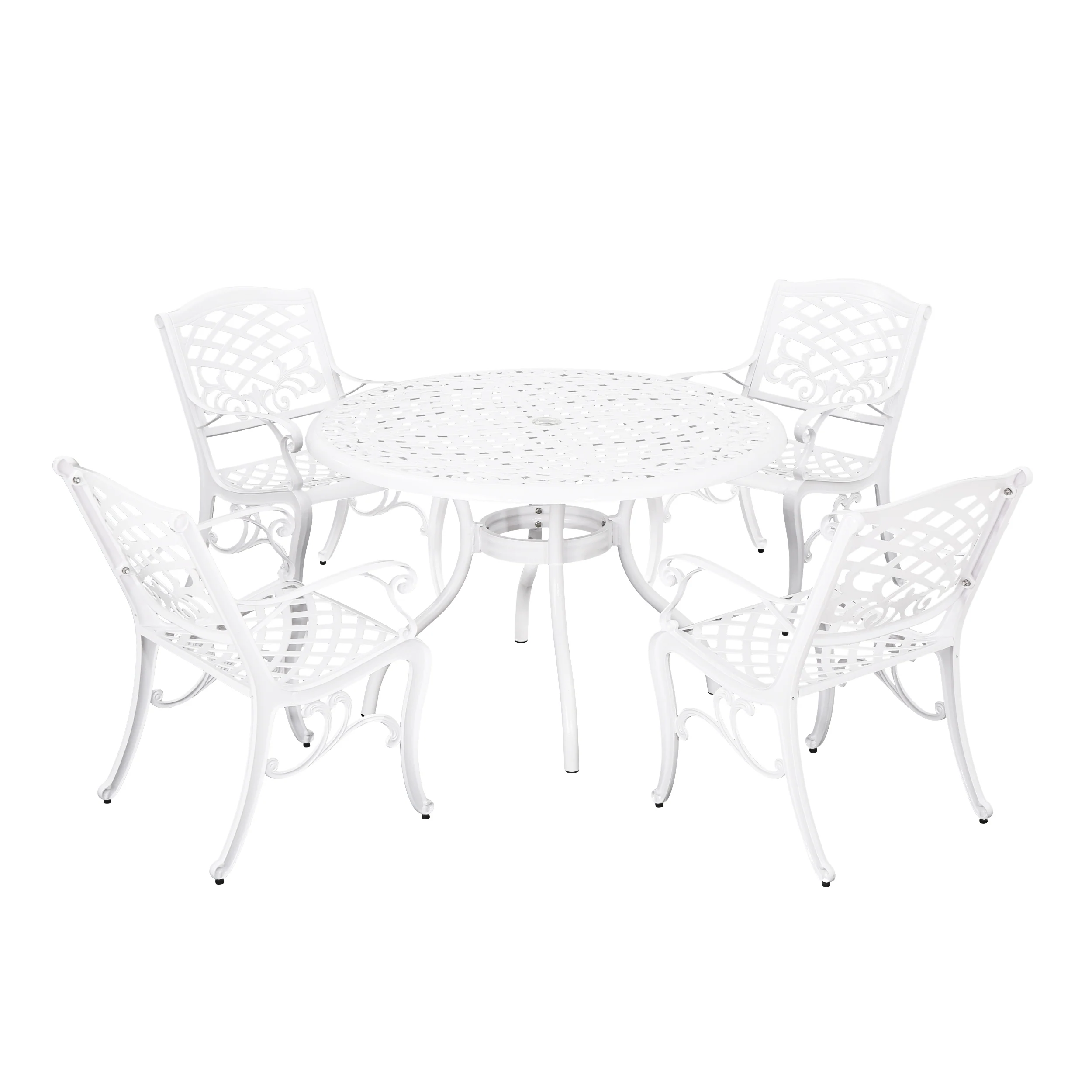 Vlada Outdoor 5 Piece Cast Aluminum Round Dining Set - furnishings