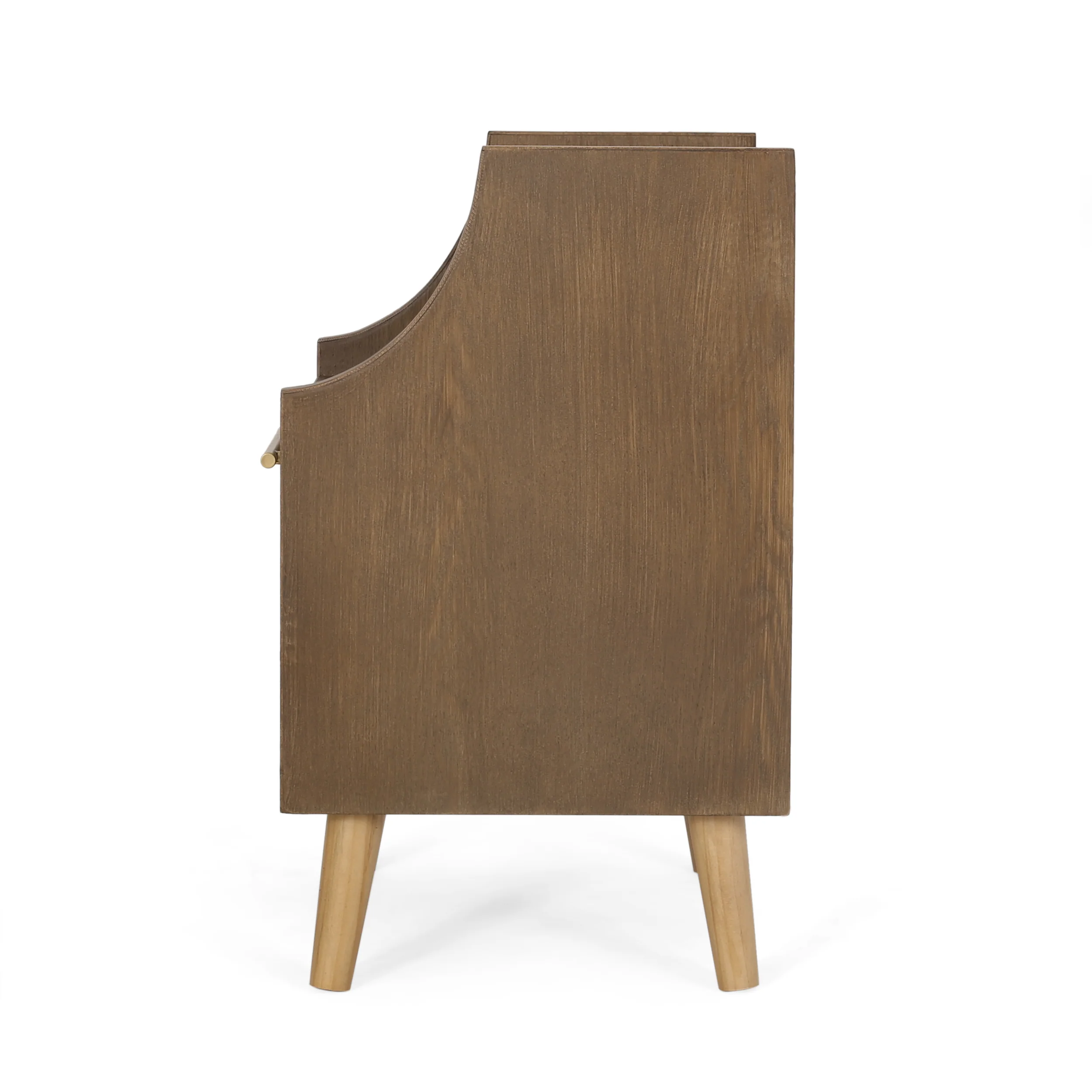 Hulett Contemporary End Table with Hutch, Walnut, Natural, and Antique Gold - furnishings